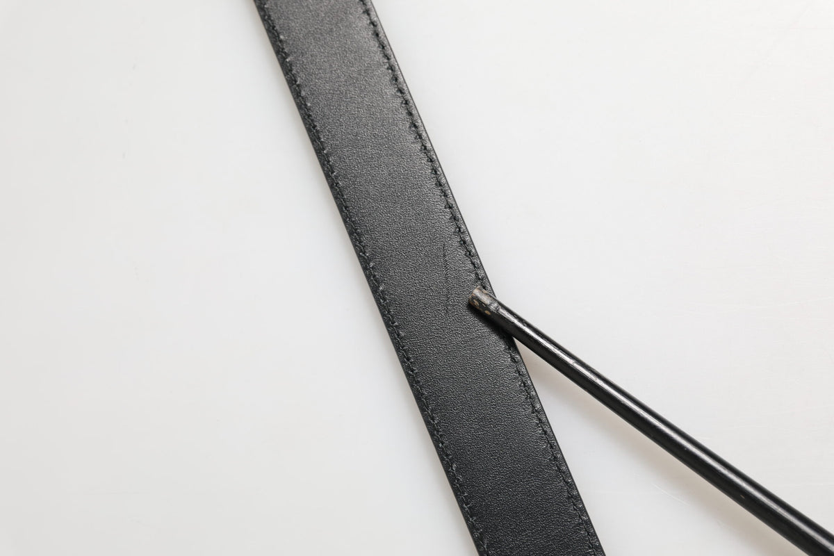 Dolce & Gabbana Black Textured Leather Silver Metal Buckle Men Men's Belt (Pre-Owned)