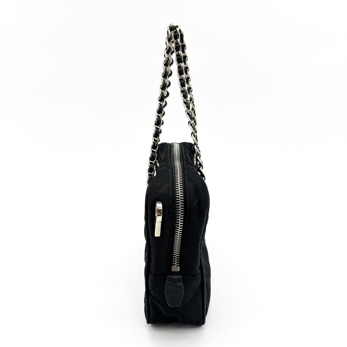 Prada Convertible Quilted Tessuto Black Nylon Shoulder Bag Bag (Pre-Owned)