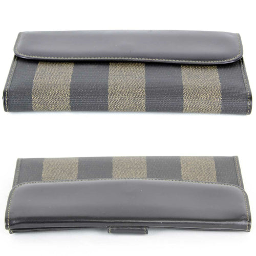 Fendi Pequin Khaki Leather Wallet  (Pre-Owned)