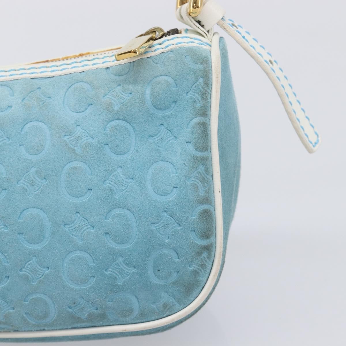 Celine C Macadam Suede Turquoise Suede Handbag (Pre-Owned)