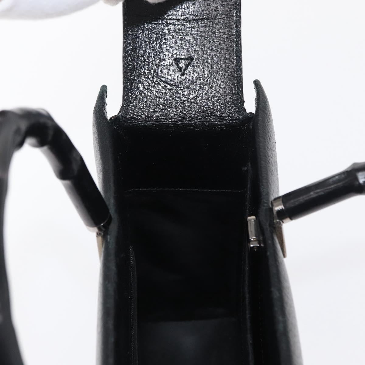 Gucci Vintage Bamboo Handle Leather Black Leather Handbag (Pre-Owned)