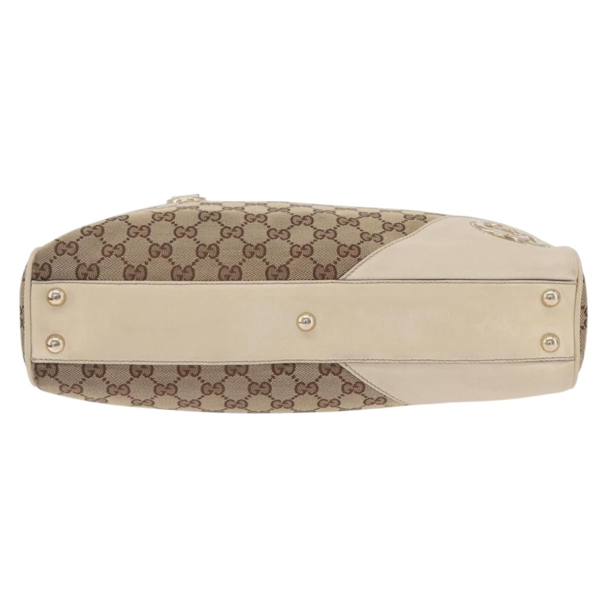 Gucci New Britt Boston Gg Canvas Beige Canvas Handbag (Pre-Owned)