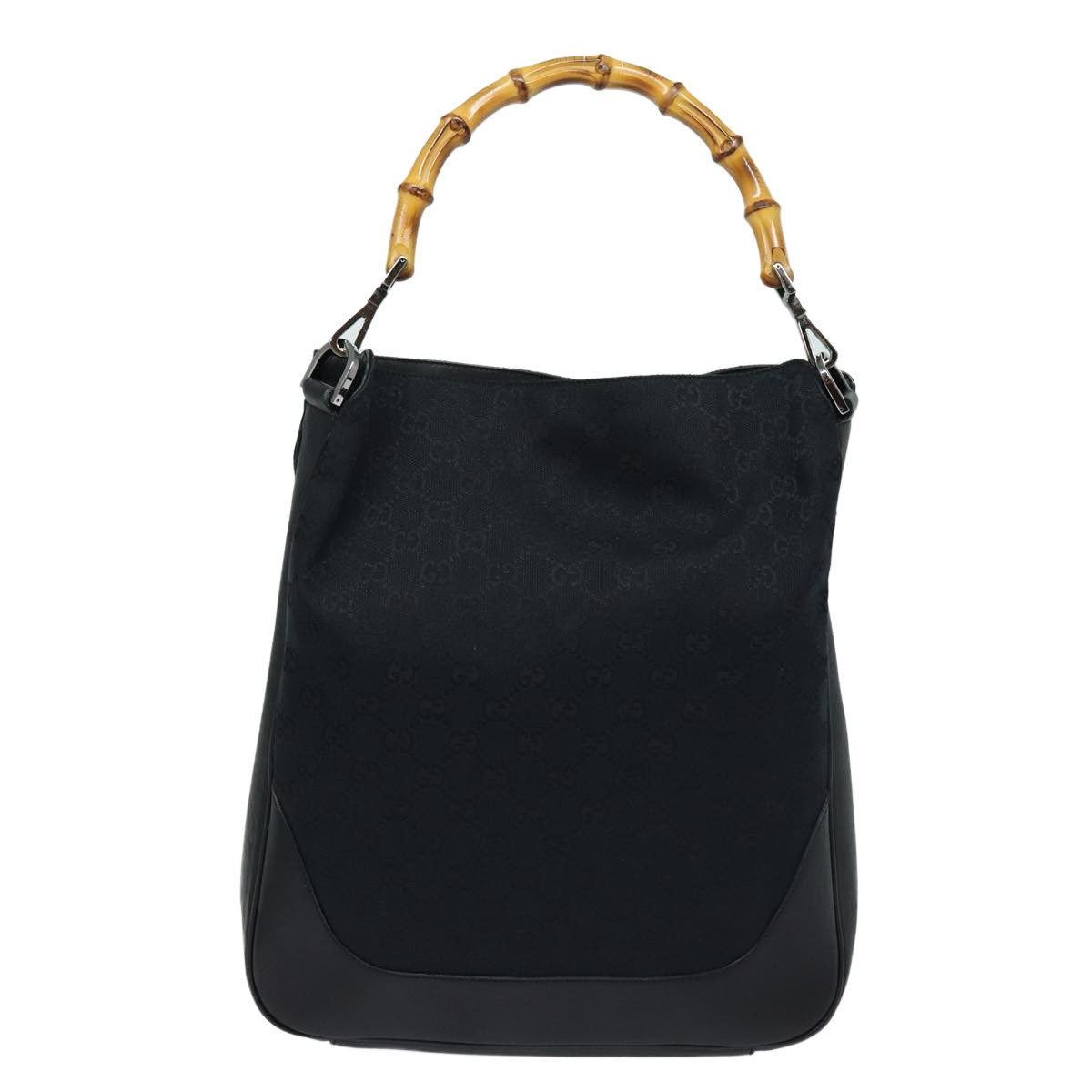 Gucci Bamboo Shoulder Gg Canvas Black Canvas Shoulder Bag Bag (Pre-Owned)