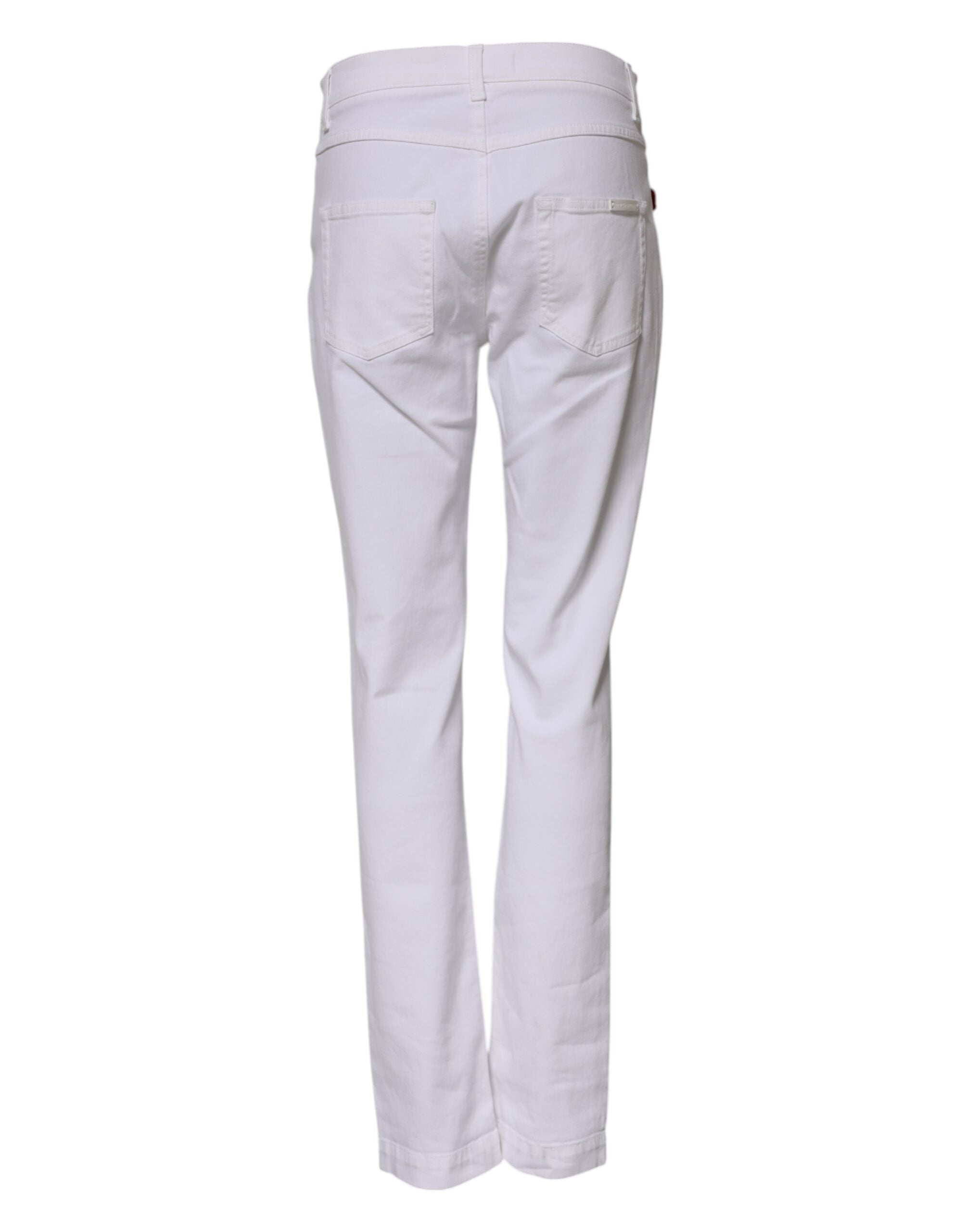 Dolce & Gabbana White Floral Sequined Embroid GIRLY Denim Women's Jeans (Pre-Owned)