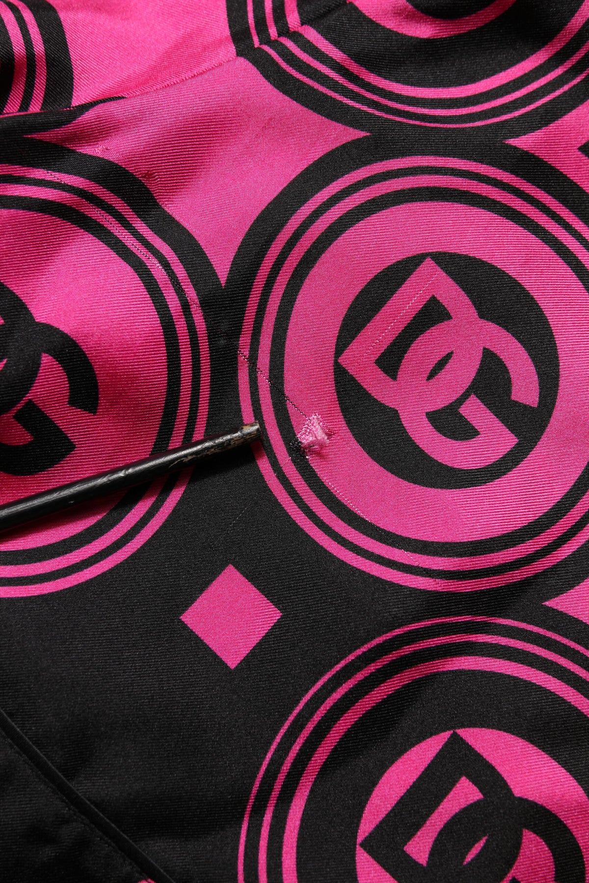Dolce & Gabbana Pink Black Silk Logo Print DG Pattern Women's Shorts (Pre-Owned)