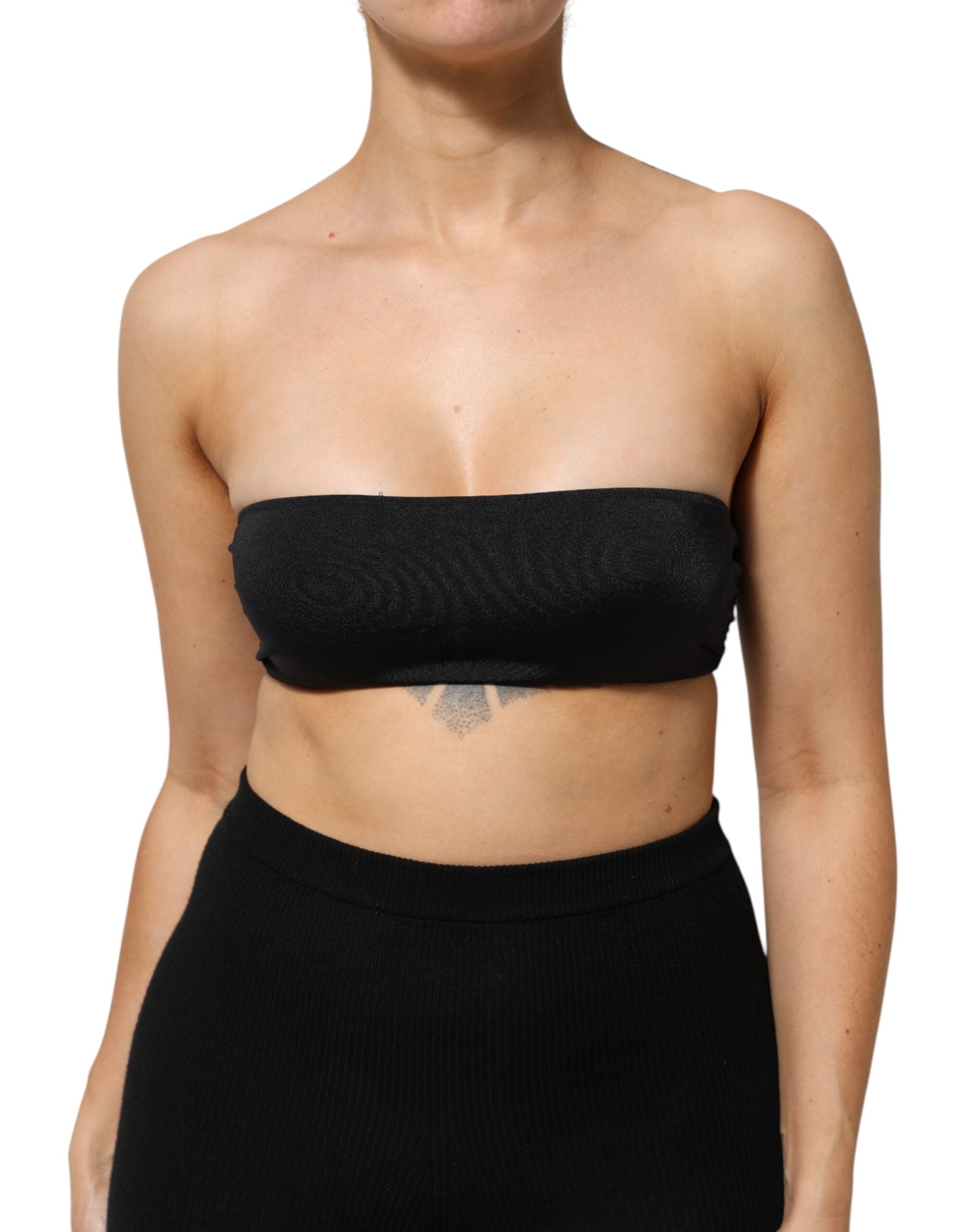 Dolce & Gabbana Black Nylon Blend Bandeau Strapless Tube  Women's Top (Pre-Owned)
