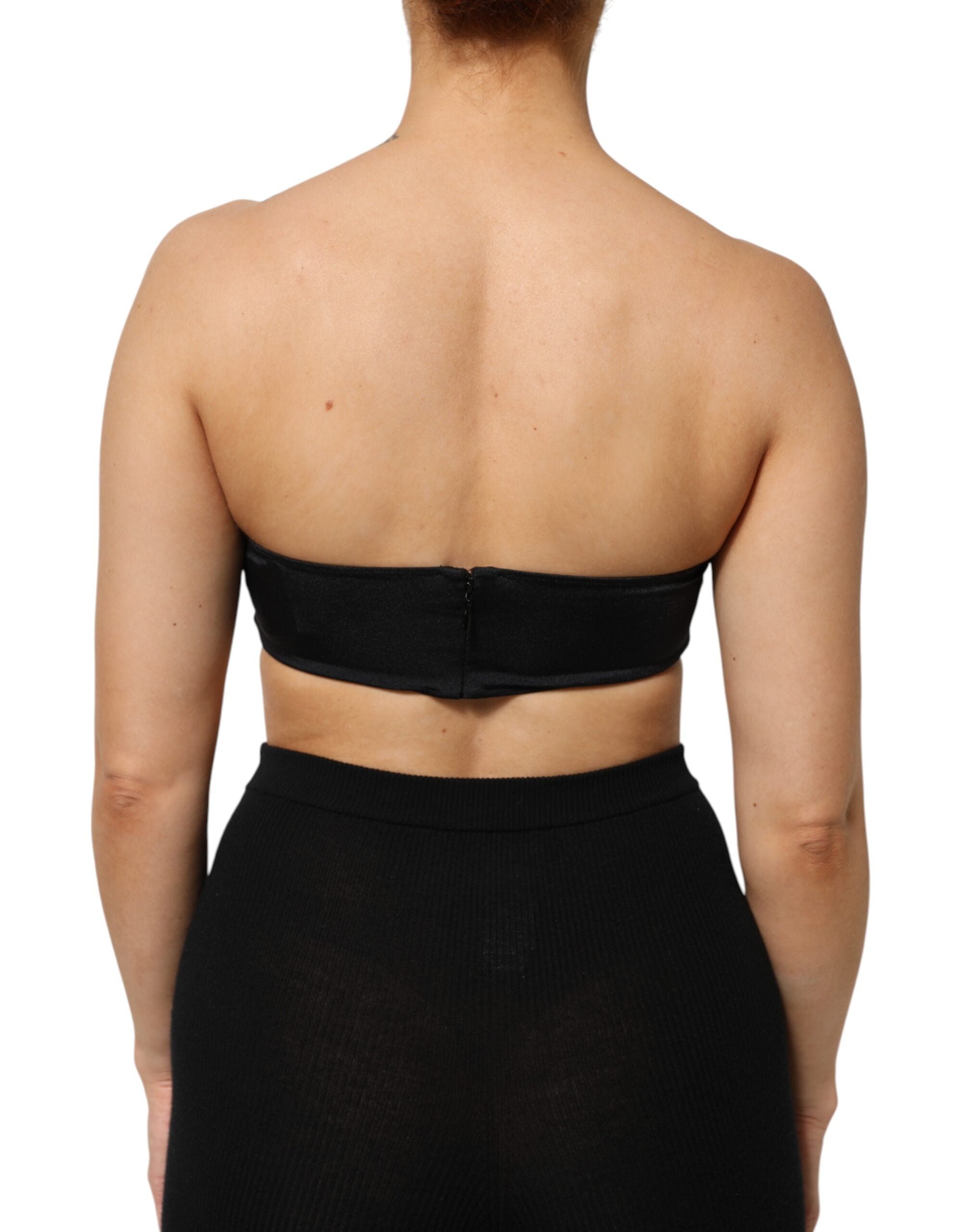 Dolce & Gabbana Black Nylon Blend Bandeau Strapless Tube  Women's Top (Pre-Owned)
