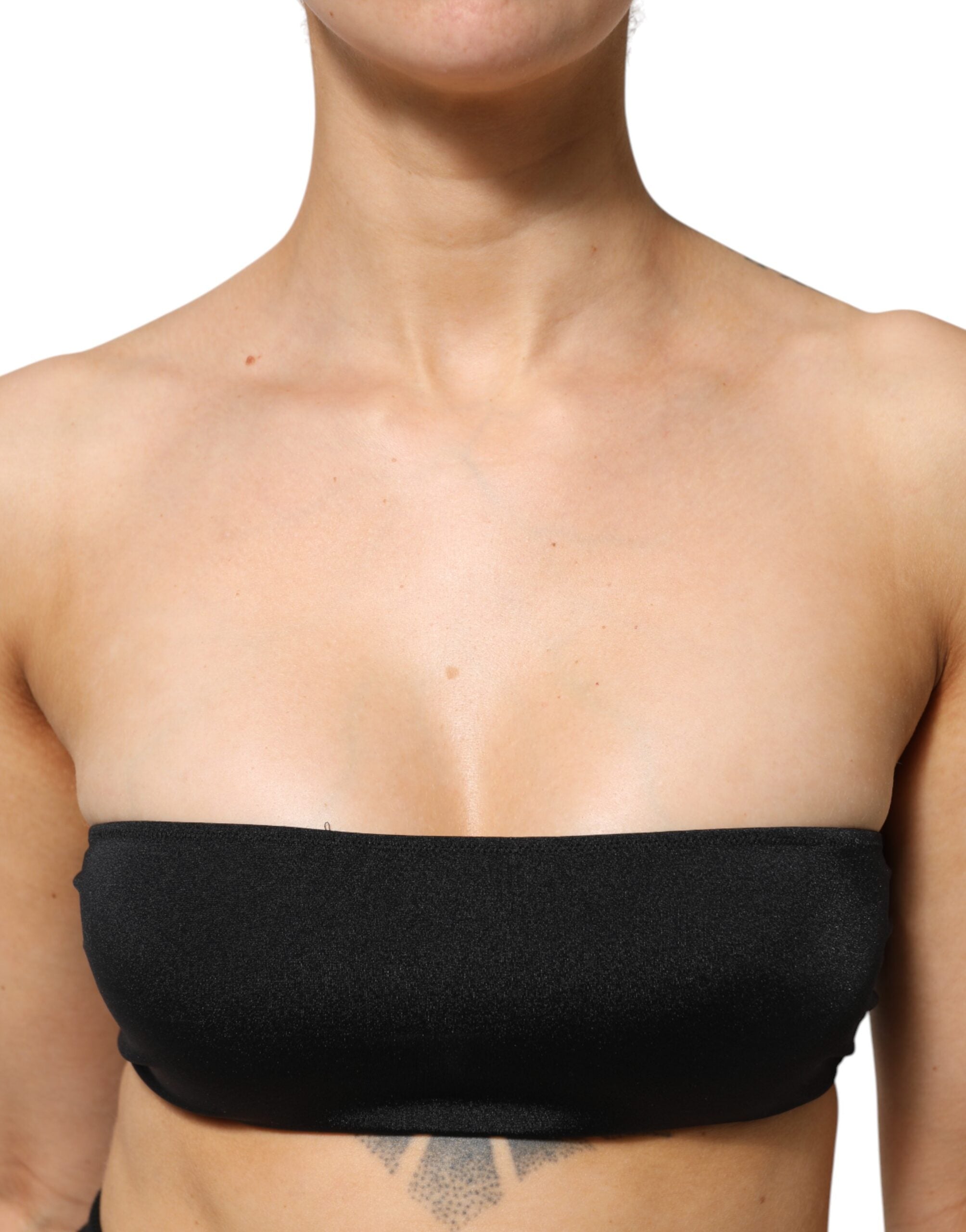 Dolce & Gabbana Black Nylon Blend Bandeau Strapless Tube  Women's Top (Pre-Owned)
