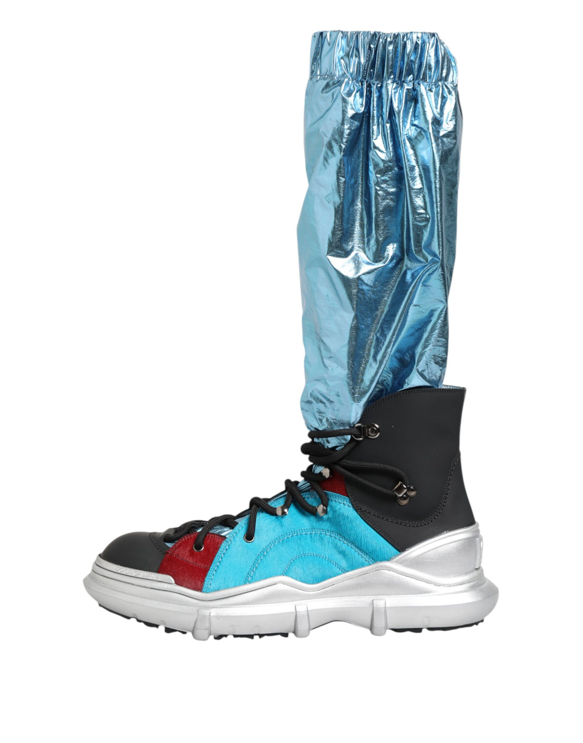 Dolce & Gabbana Blue Lace Up Over The Knee Socks Men Boots Men's Shoes