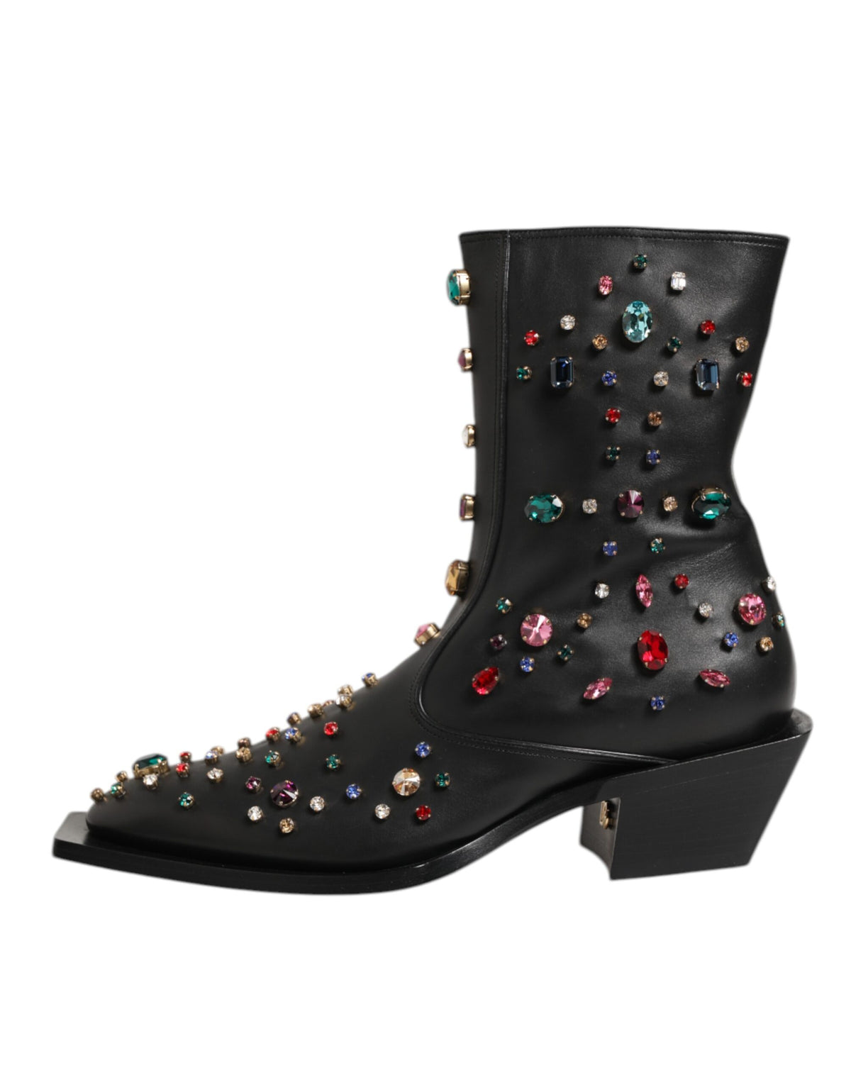 Dolce & Gabbana Black Crystal Embellished Men Short Boots Men's Shoes