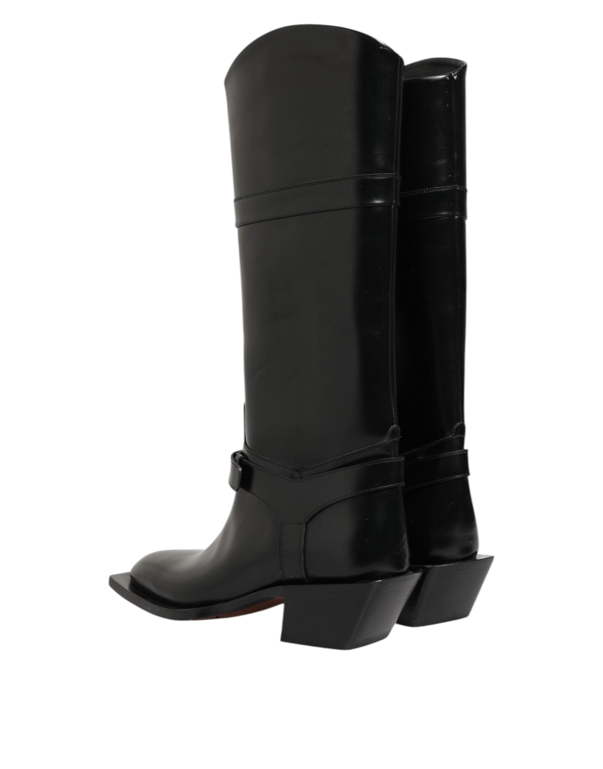 Dolce & Gabbana Black Logo Plaque Over The Calf Boots Men's Shoes (Pre-Owned)