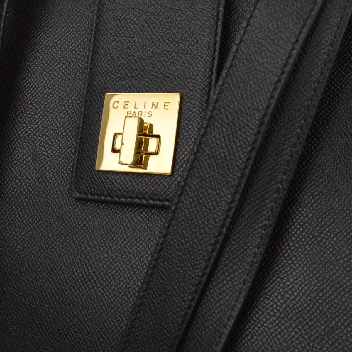 Celine Vintage Turnlock Leather Black Leather Shoulder Bag Bag (Pre-Owned)