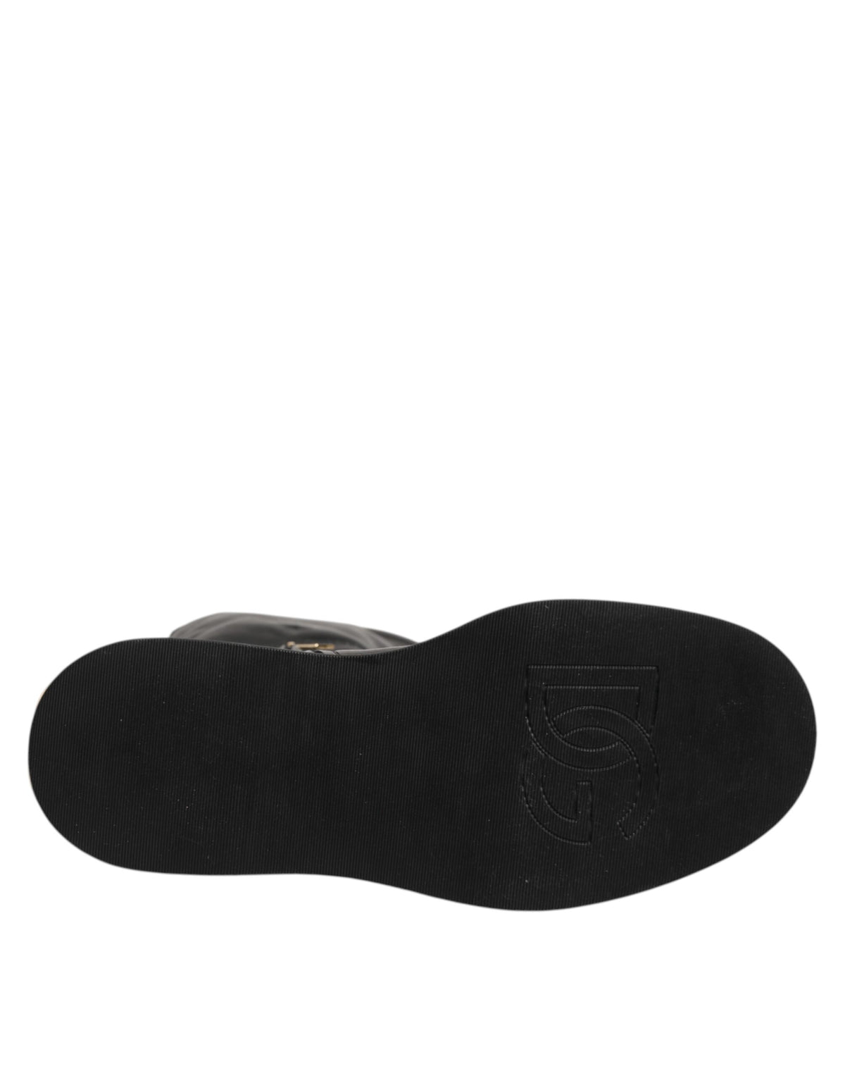 Dolce & Gabbana Black Logo Plaque Over The Calf Boots Men's Shoes