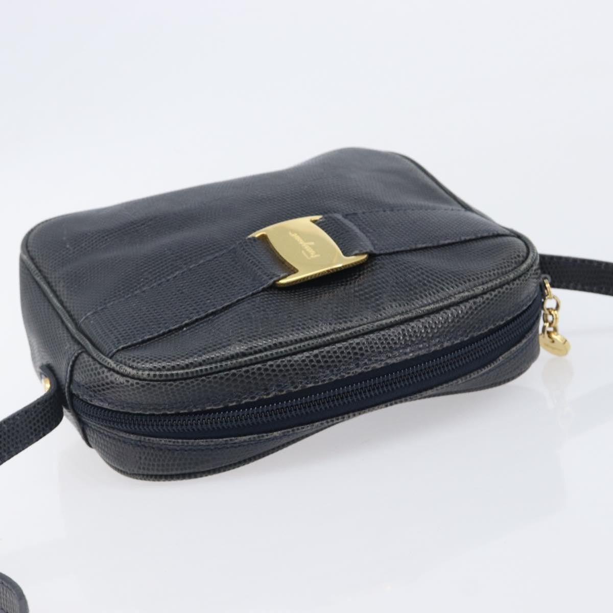 Salvatore Ferragamo Vala Leather Navy Leather Shoulder Bag Bag (Pre-Owned)