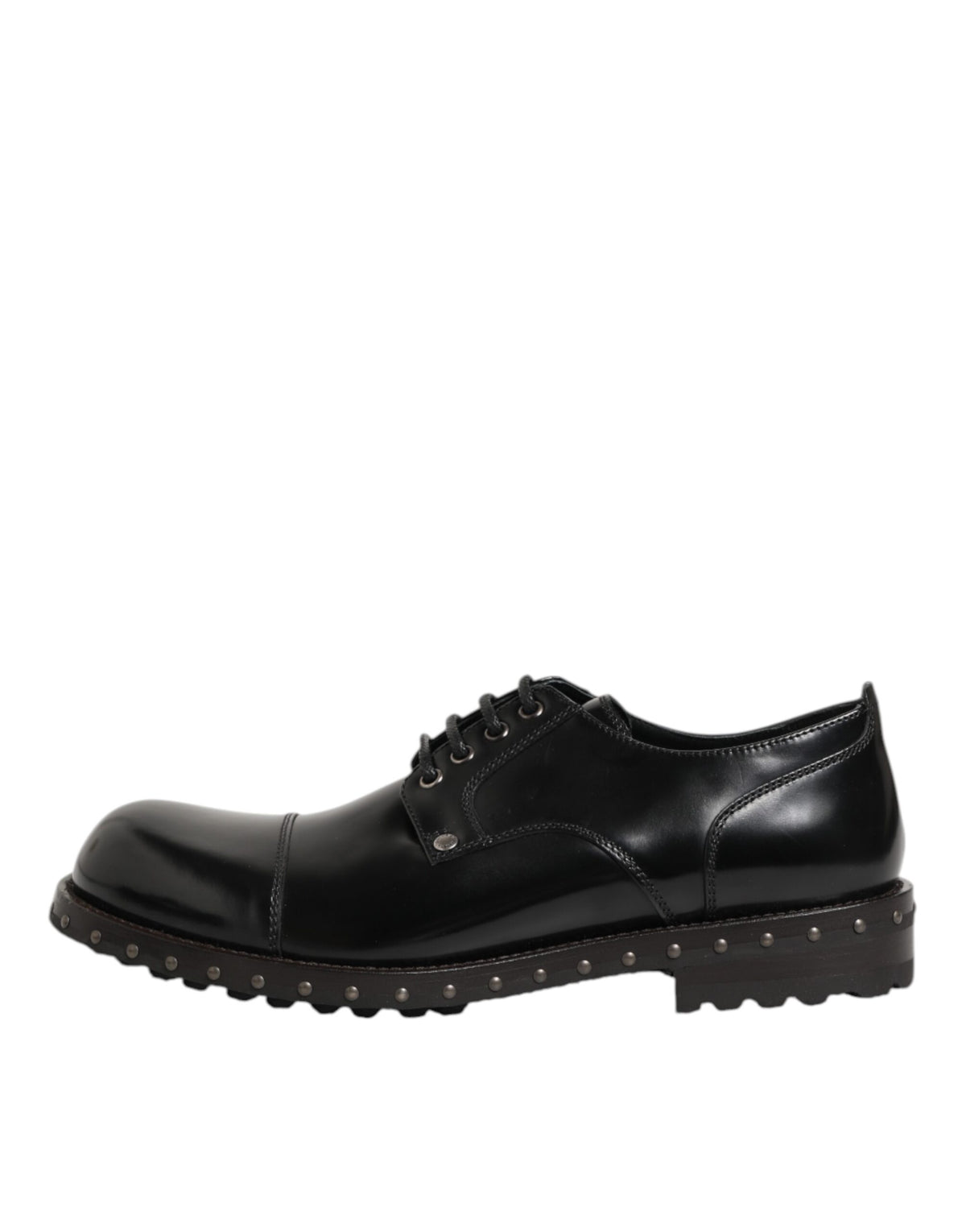 Dolce & Gabbana Black Leather Studded Men Formal Derby Men's Shoes