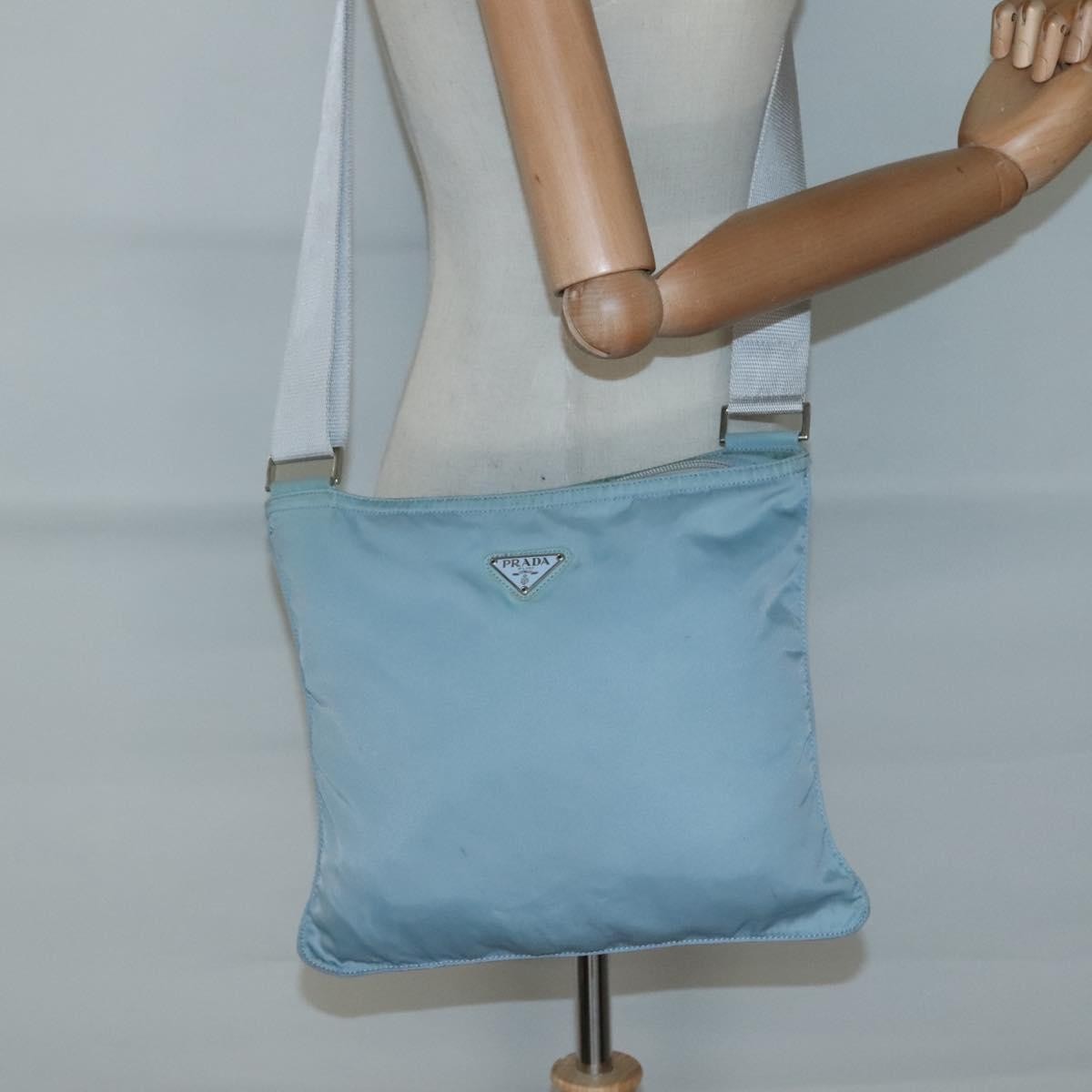 Prada Flat Messenger Tessuto Blue Nylon Shoulder Bag Bag (Pre-Owned)