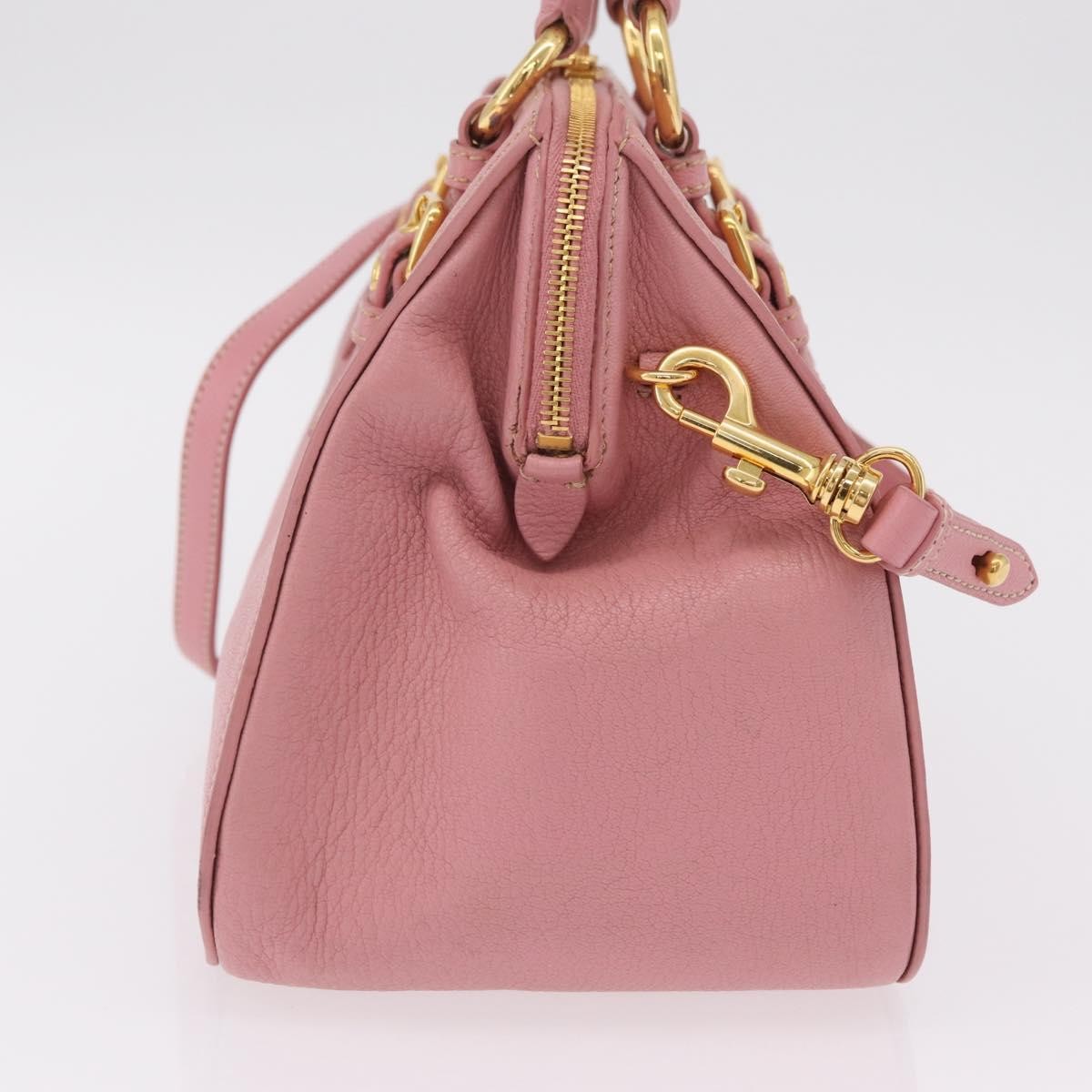 Miu Miu Madras Bowler Leather Pink Leather Handbag (Pre-Owned)