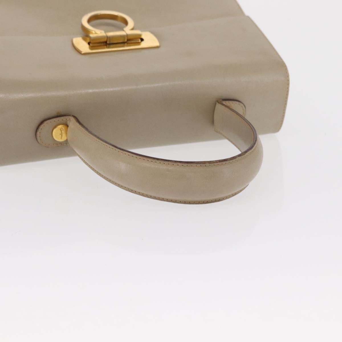Salvatore Ferragamo Gancini Convertible Top Handle Leather Beige Leather Handbag (Pre-Owned)