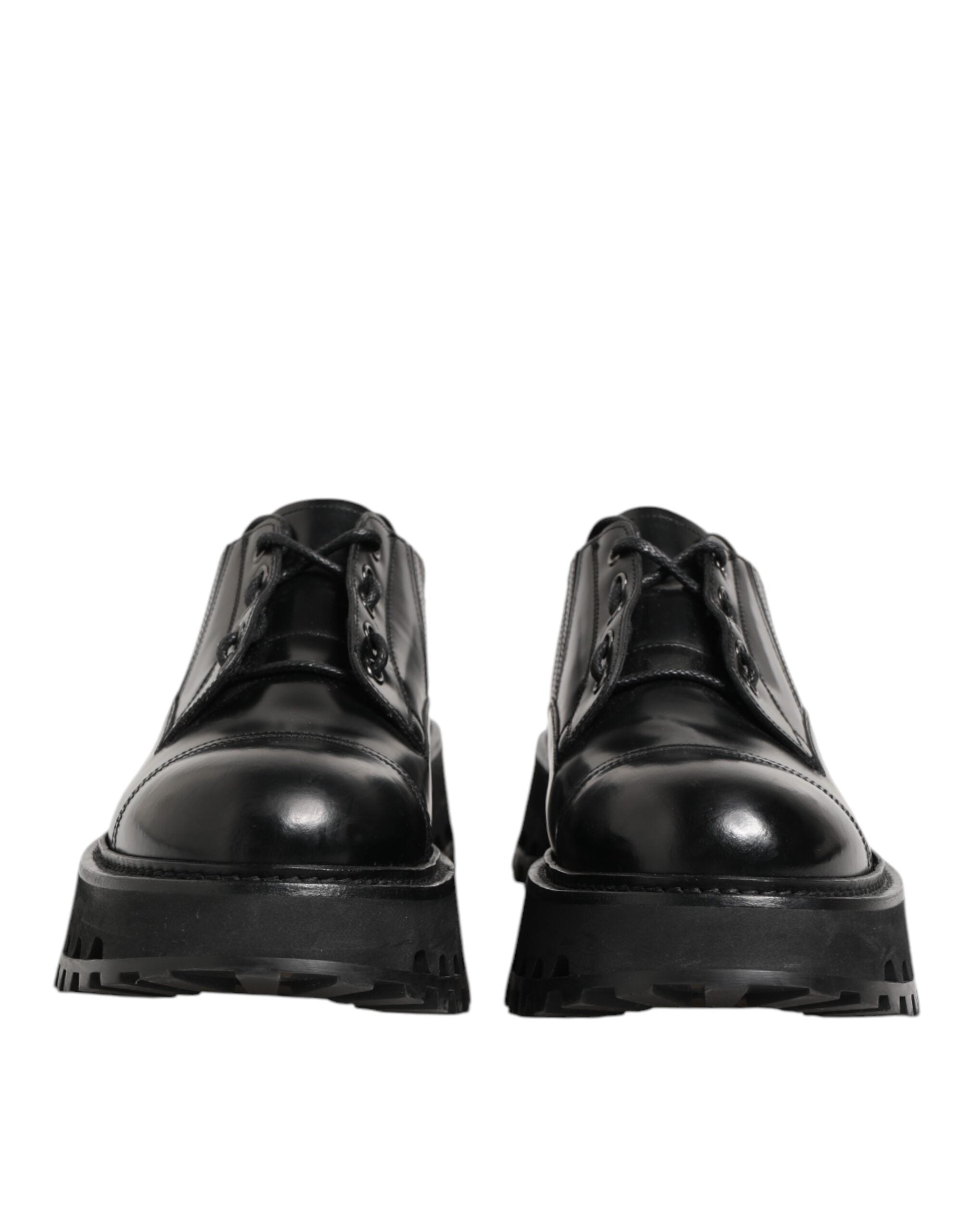 Dolce & Gabbana Black Leather Lace Up Derby Men Dress Men's Shoes (Pre-Owned)