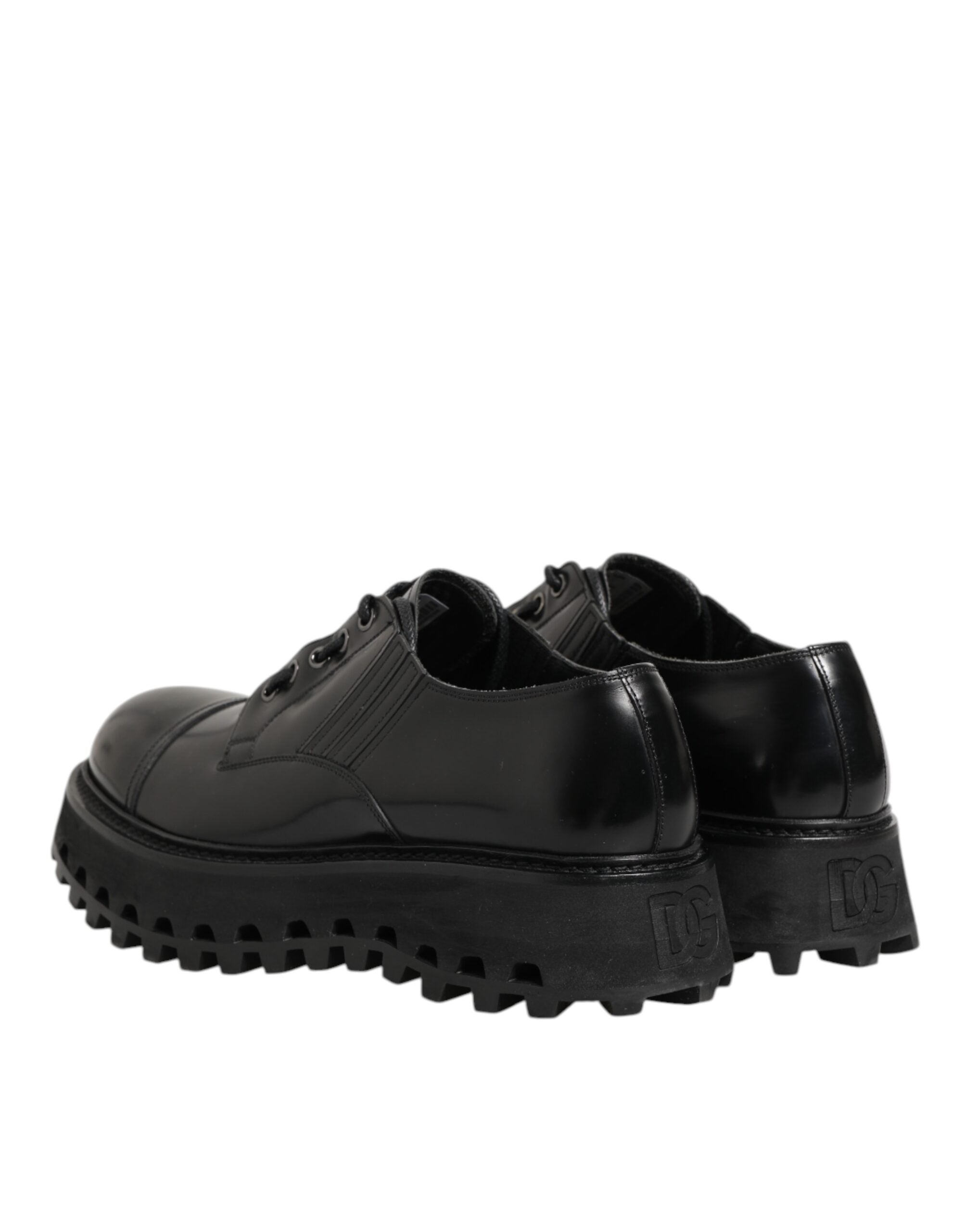 Dolce & Gabbana Black Leather Lace Up Derby Men Dress Men's Shoes (Pre-Owned)