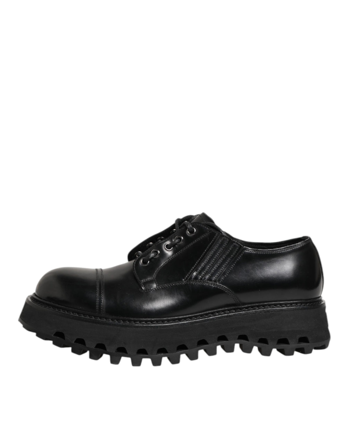 Dolce & Gabbana Black Leather Lace Up Derby Men Dress Men's Shoes (Pre-Owned)