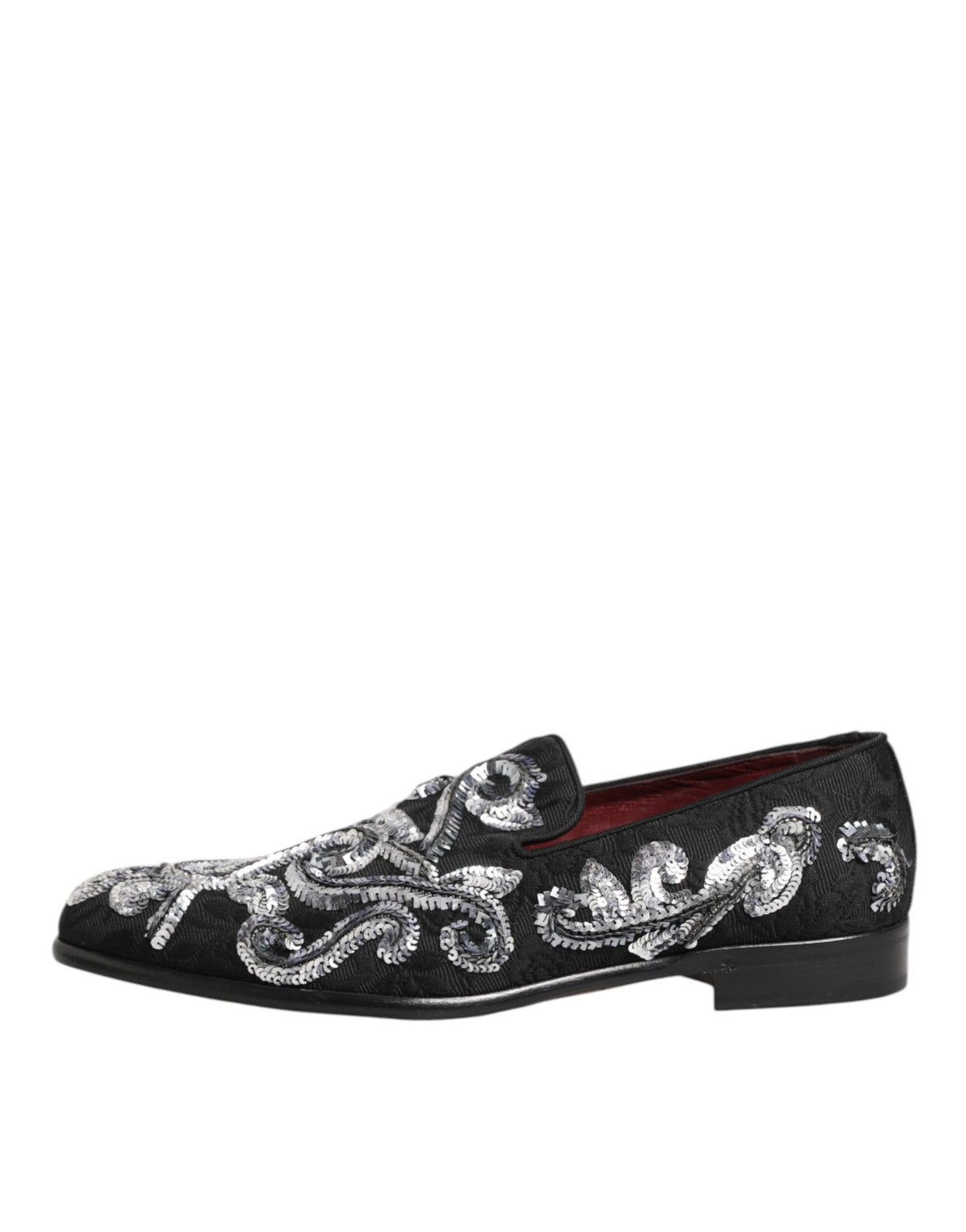 Dolce & Gabbana Black Silver Sequined Loafers Men Dress Men's Shoes