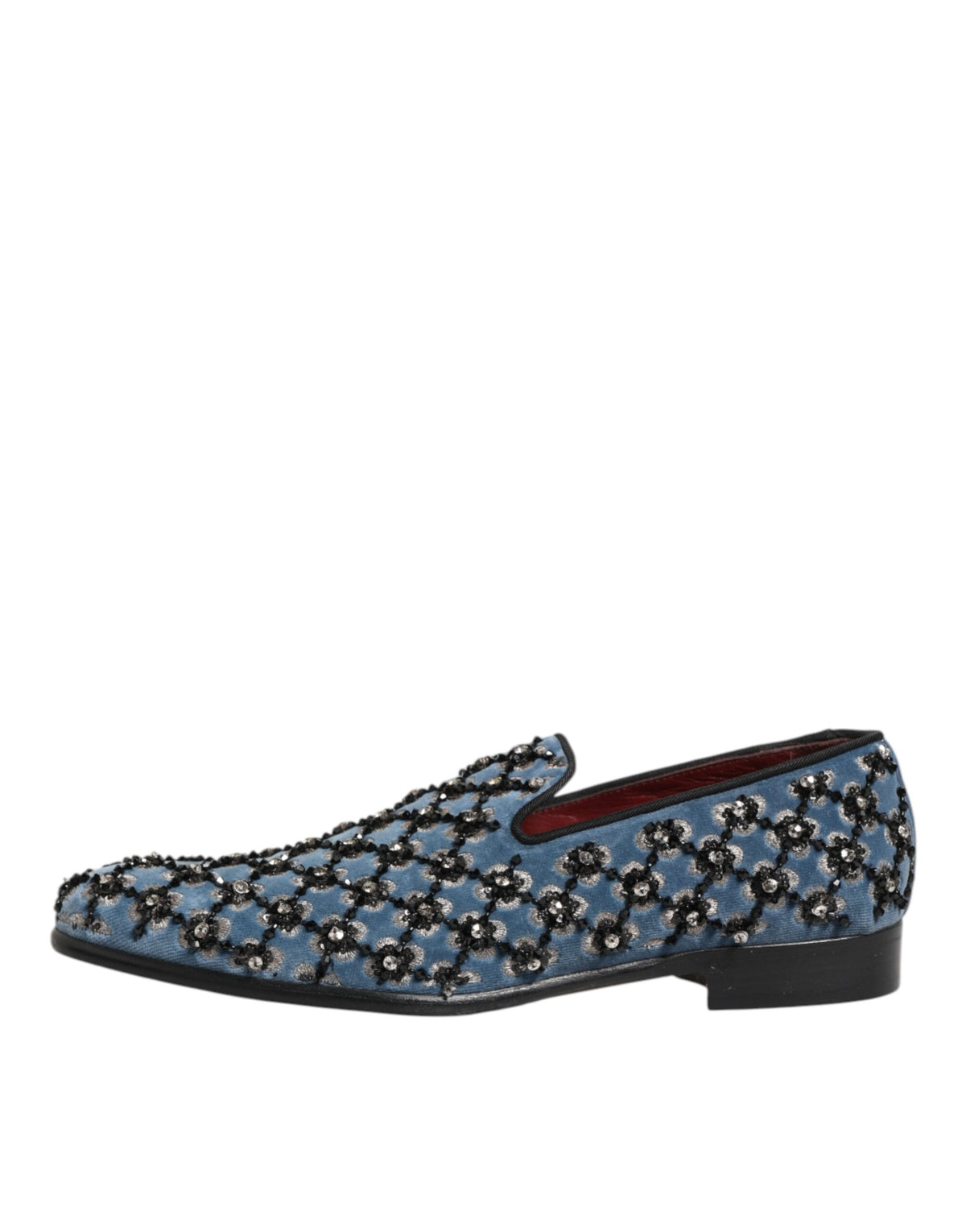 Dolce & Gabbana Blue Velvet Crystal Detailing Loafer Men Men's Shoes (Pre-Owned)