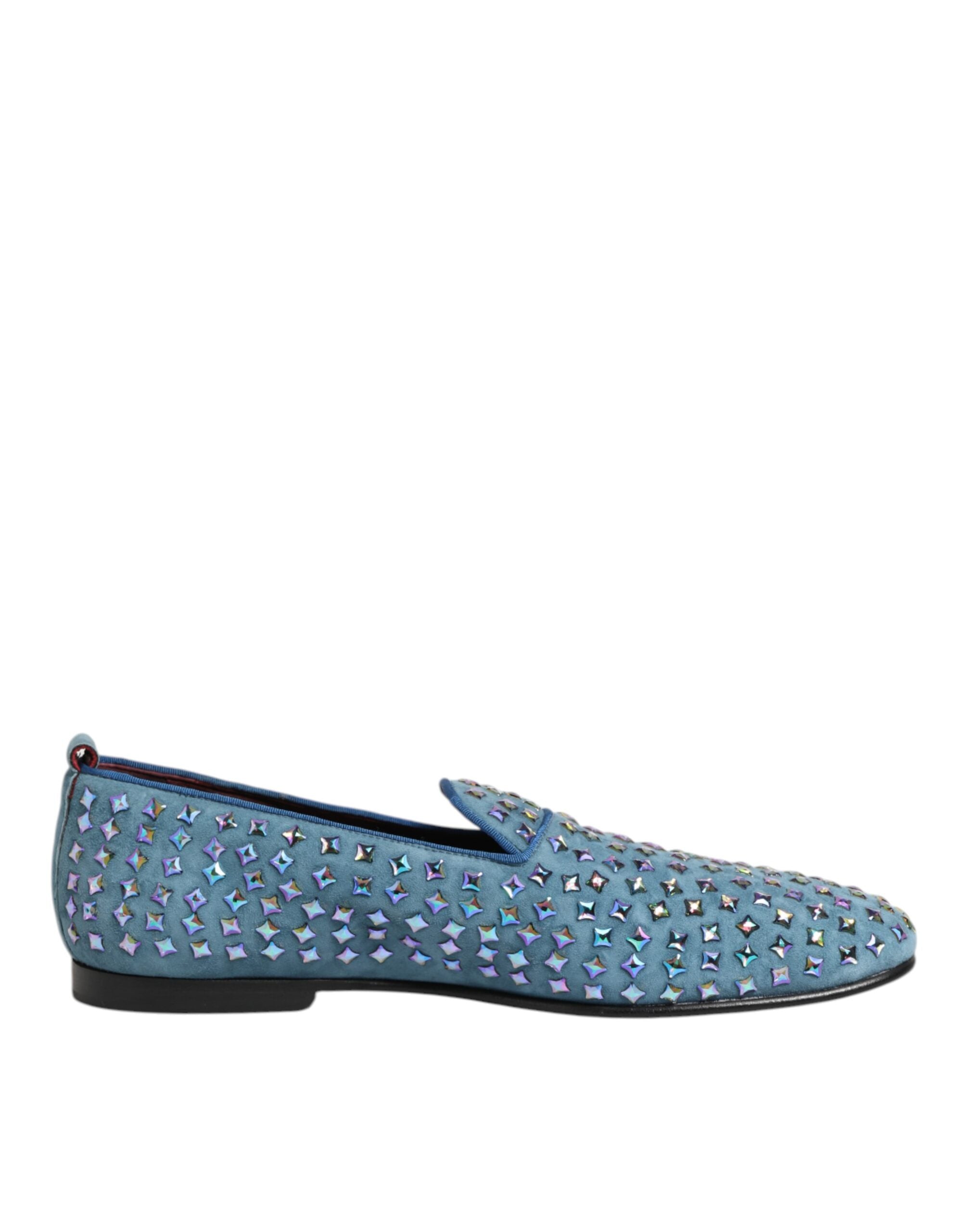 Dolce & Gabbana Blue Suede Studded Dress Men Loafers Men's Shoes (Pre-Owned)