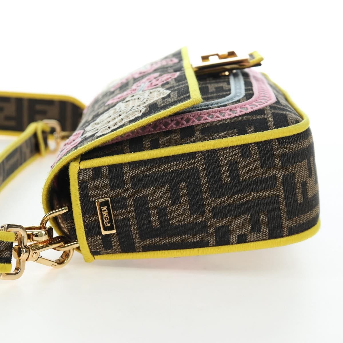 Fendi Mamma Baguette Zucca Jacquard Velvet Multicolour Canvas Shoulder Bag Bag (Pre-Owned)