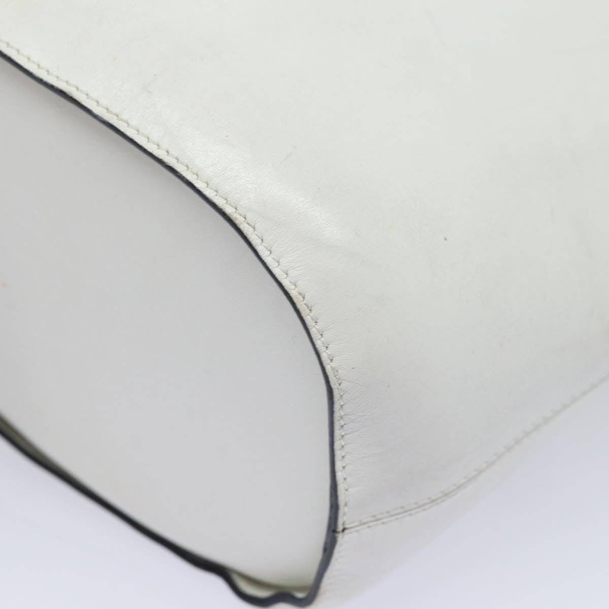 Celine Vintage Circle Logo Leather White Leather Shoulder Bag Bag (Pre-Owned)