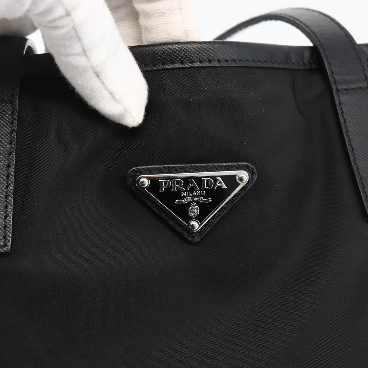 Prada Zip Tote Tessuto Black Nylon Tote Bag Bag (Pre-Owned)