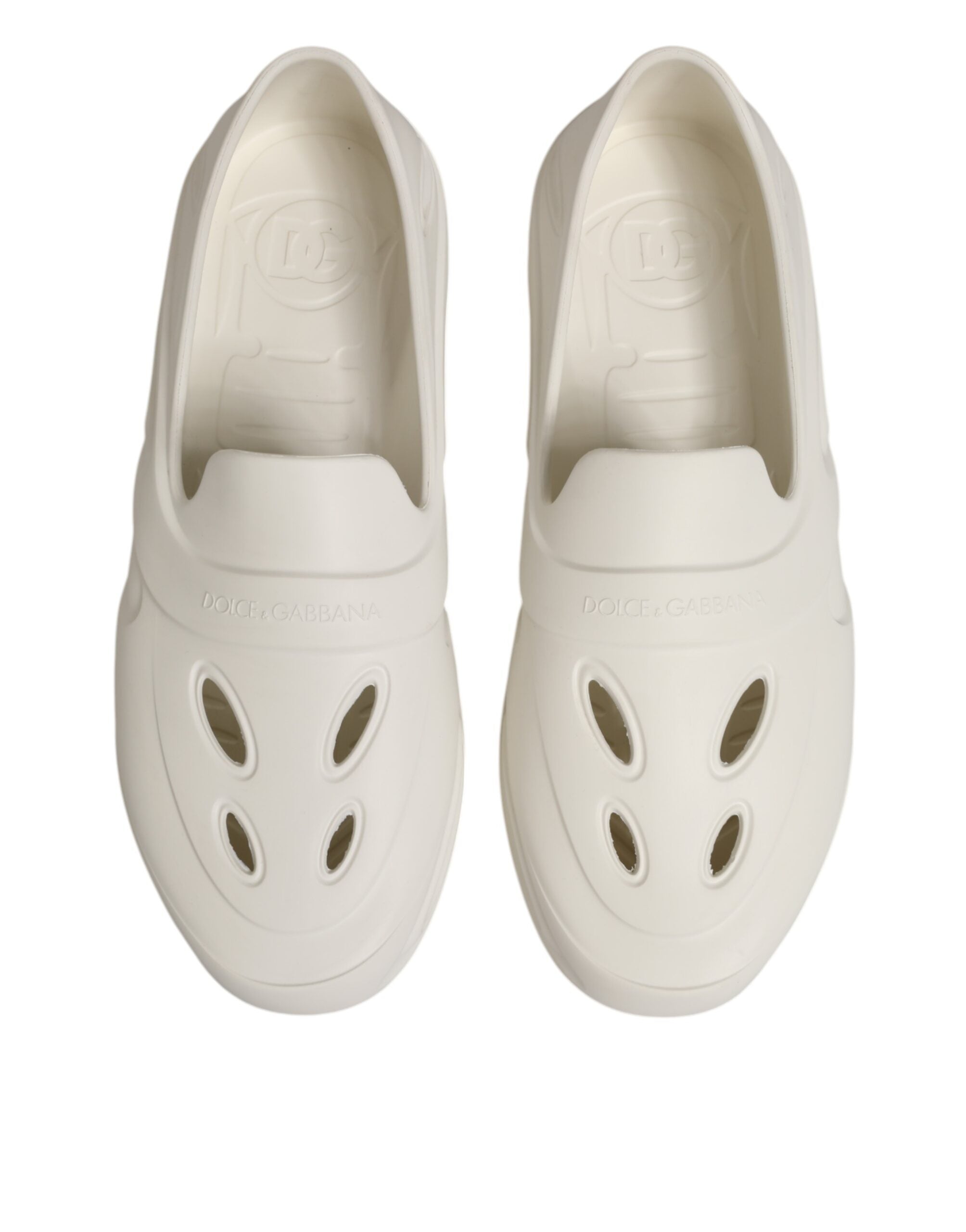 Dolce & Gabbana White Rubber Slides Low Top Sneakers Men's Shoes