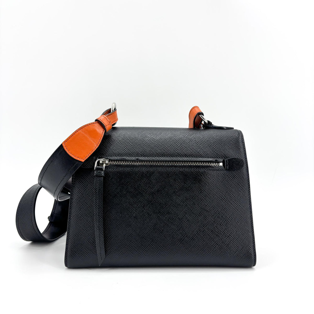 Prada Monochrome Saffiano Leather Navy Leather Tote Bag Bag (Pre-Owned)