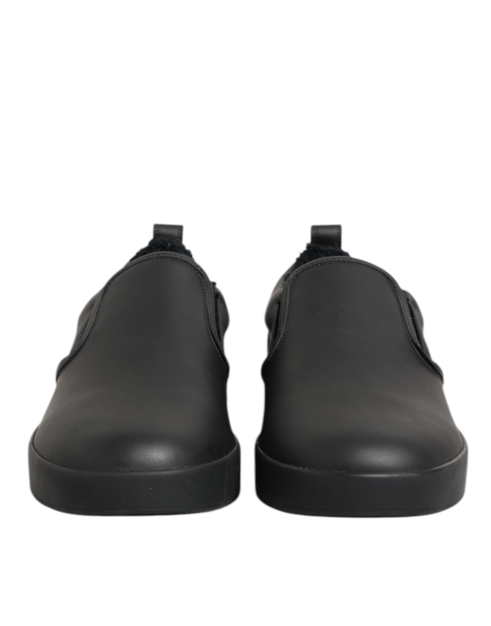 Dolce & Gabbana Black Leather Low Top Slip On Sneakers Men's Shoes