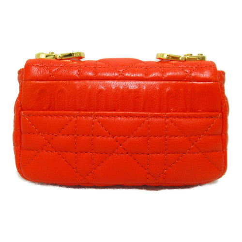 Dior Caro Orange Leather Shoulder Bag (Pre-Owned)