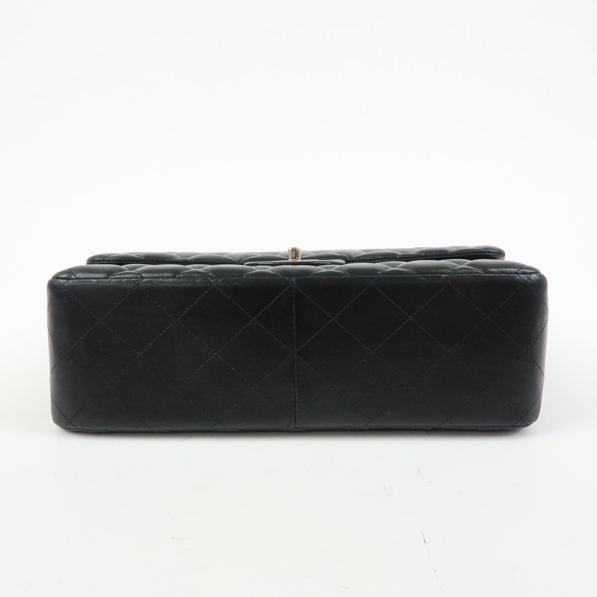Chanel Classic Timeless Double Flap Quilted Lambskin Black Leather Handbag (Pre-Owned)