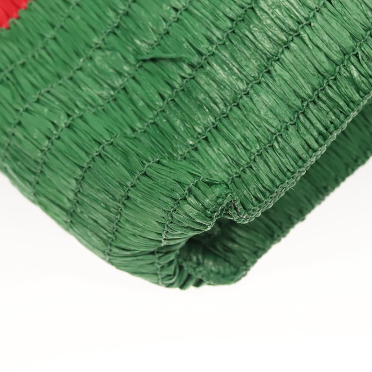 Gucci Cestino Woven Raffia Green Wicker Tote Bag Bag (Pre-Owned)