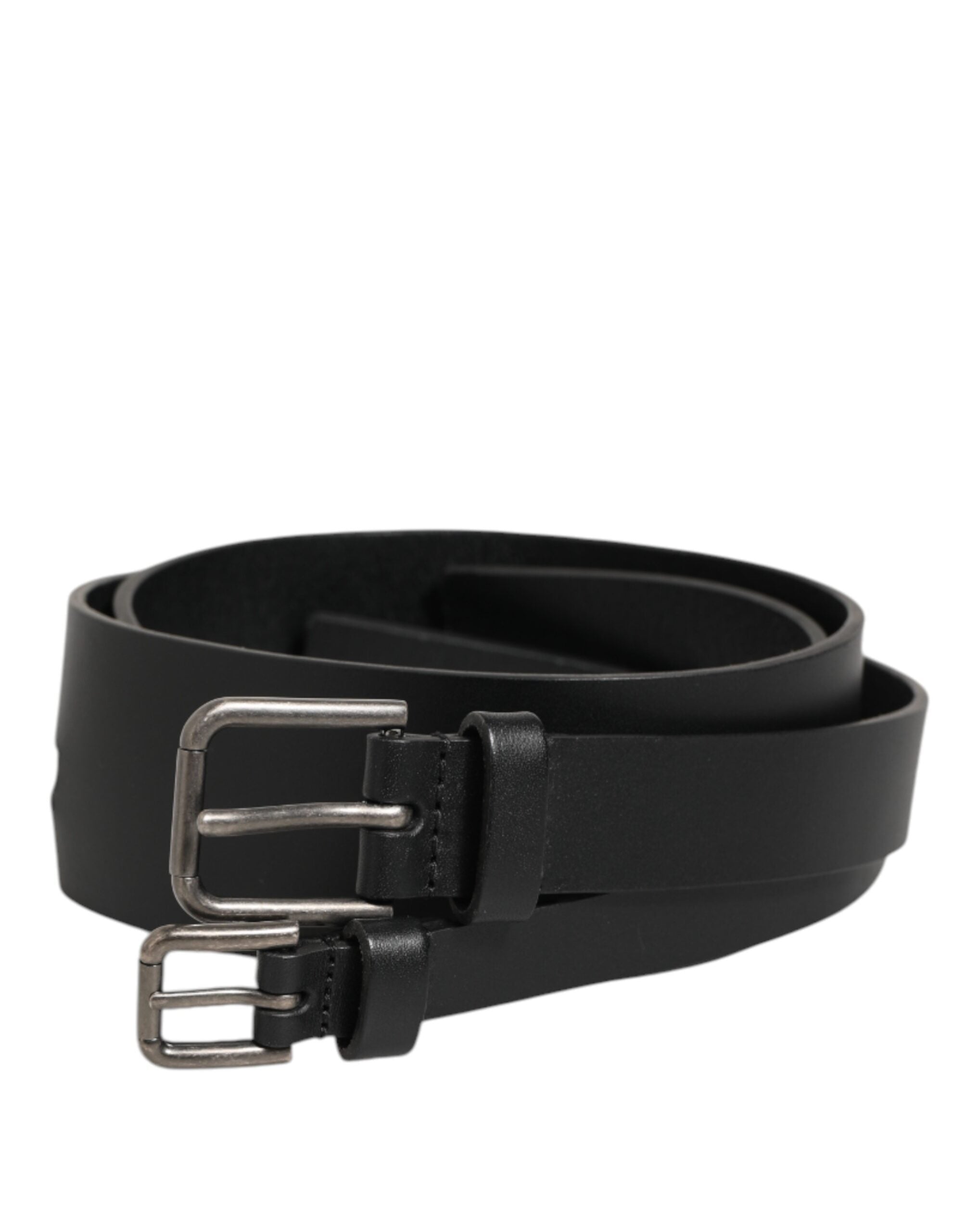 Dolce & Gabbana Black Double Strap Leather Buckle Men Men's Belt
