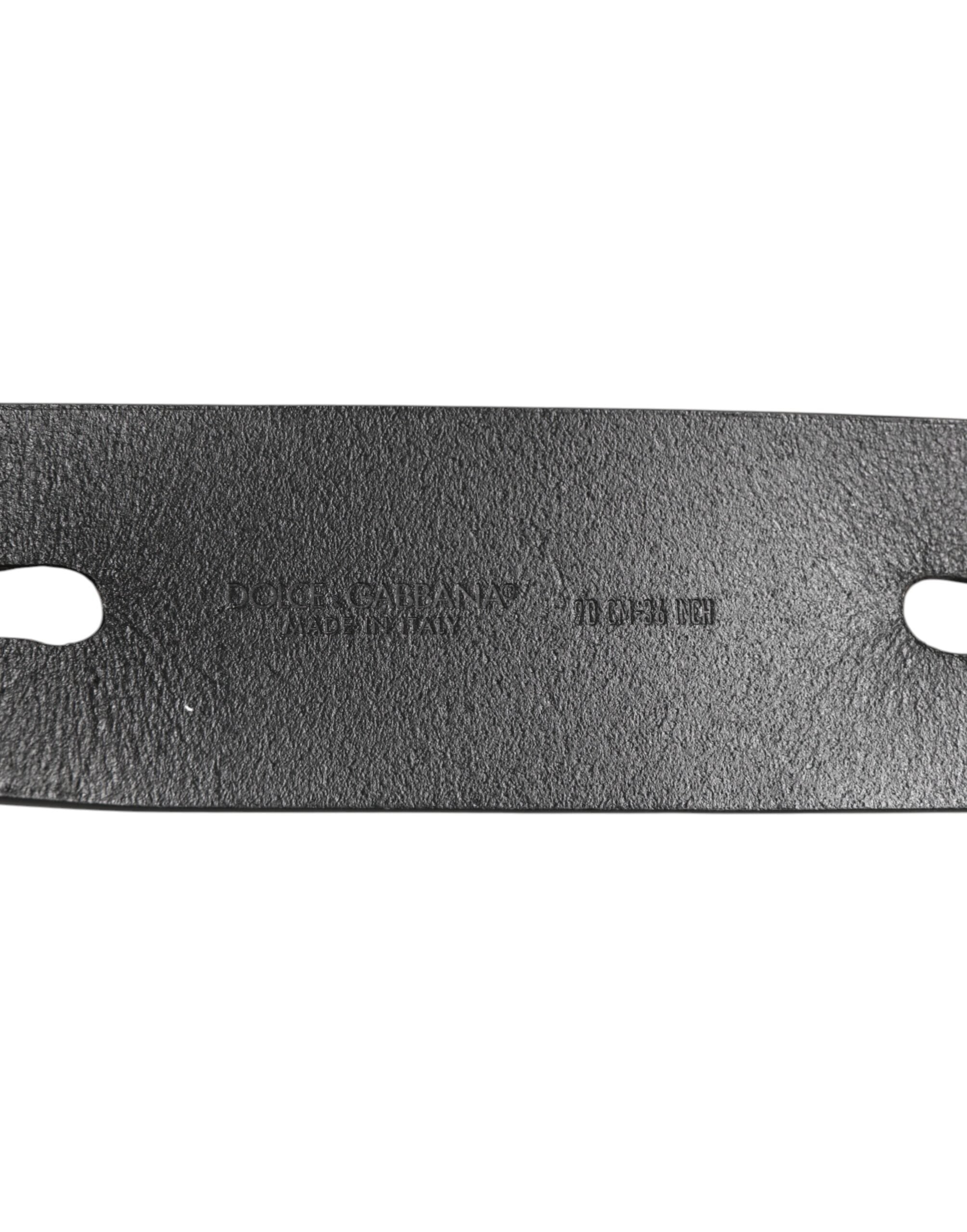 Dolce & Gabbana Black Double Strap Leather Silver Buckle Men's Belt