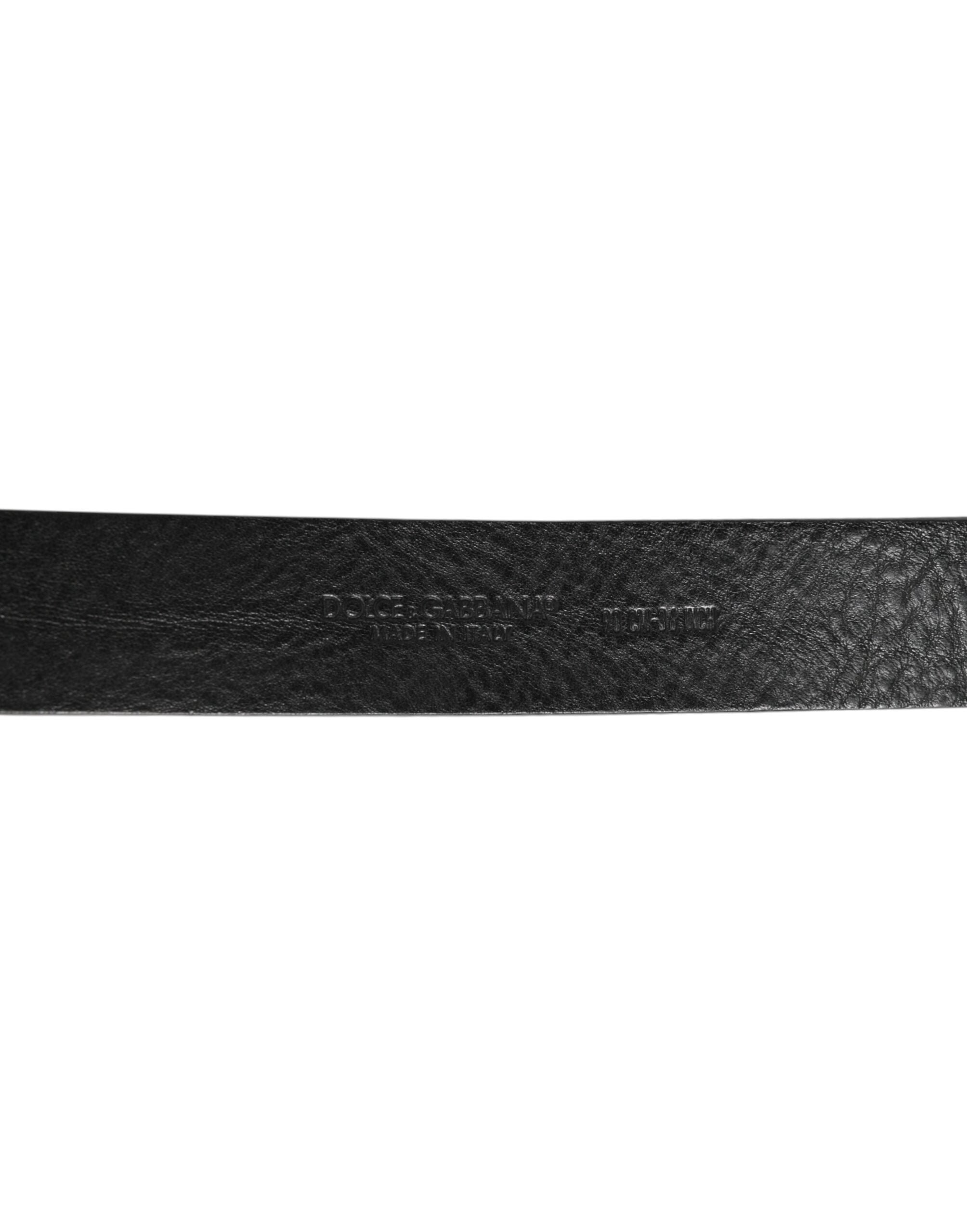 Dolce & Gabbana Black Leather Classic Metal Logo Buckle Men's Belt