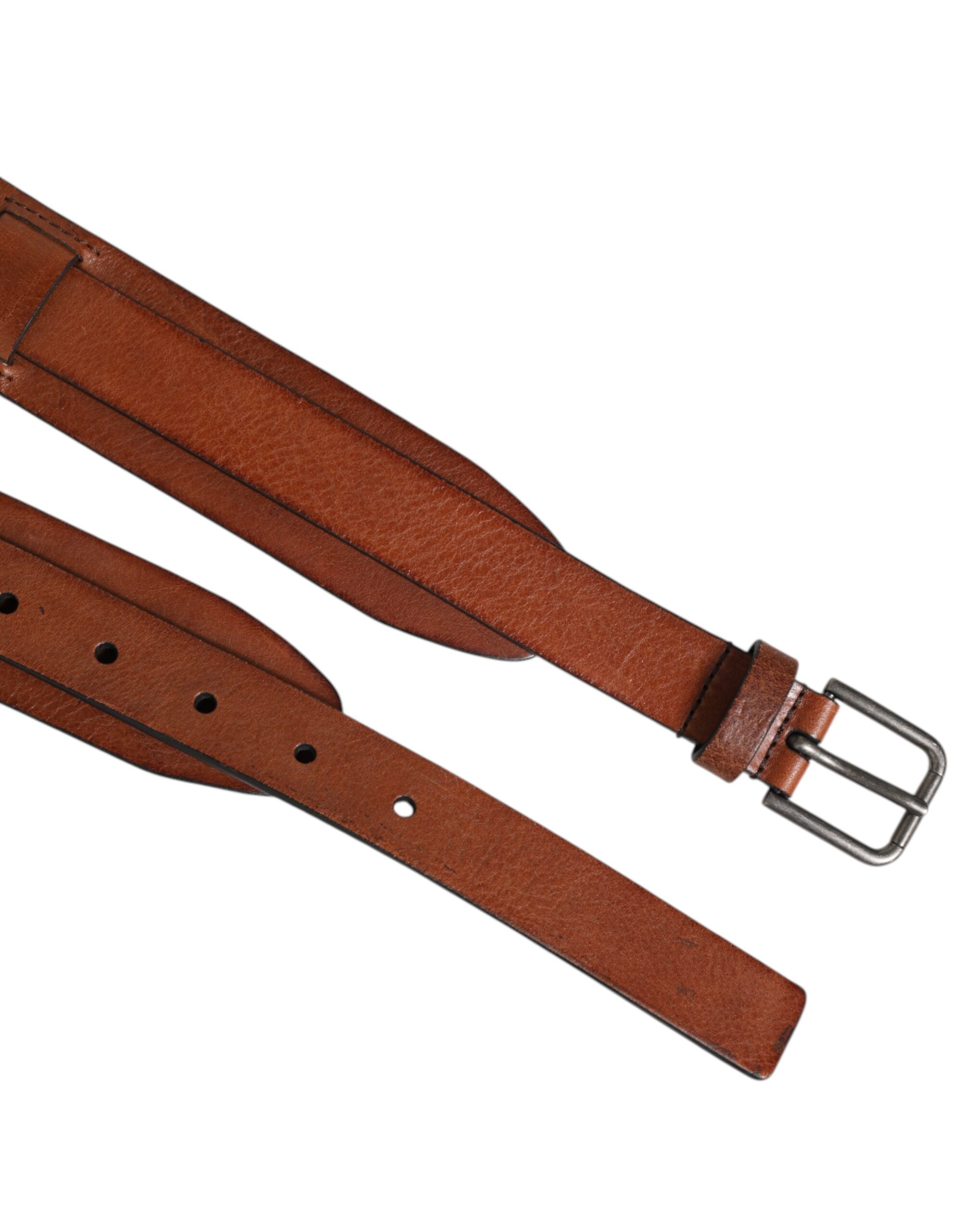 Dolce & Gabbana Brown Classic Gold Metal Logo Buckle Men  Men's Belt