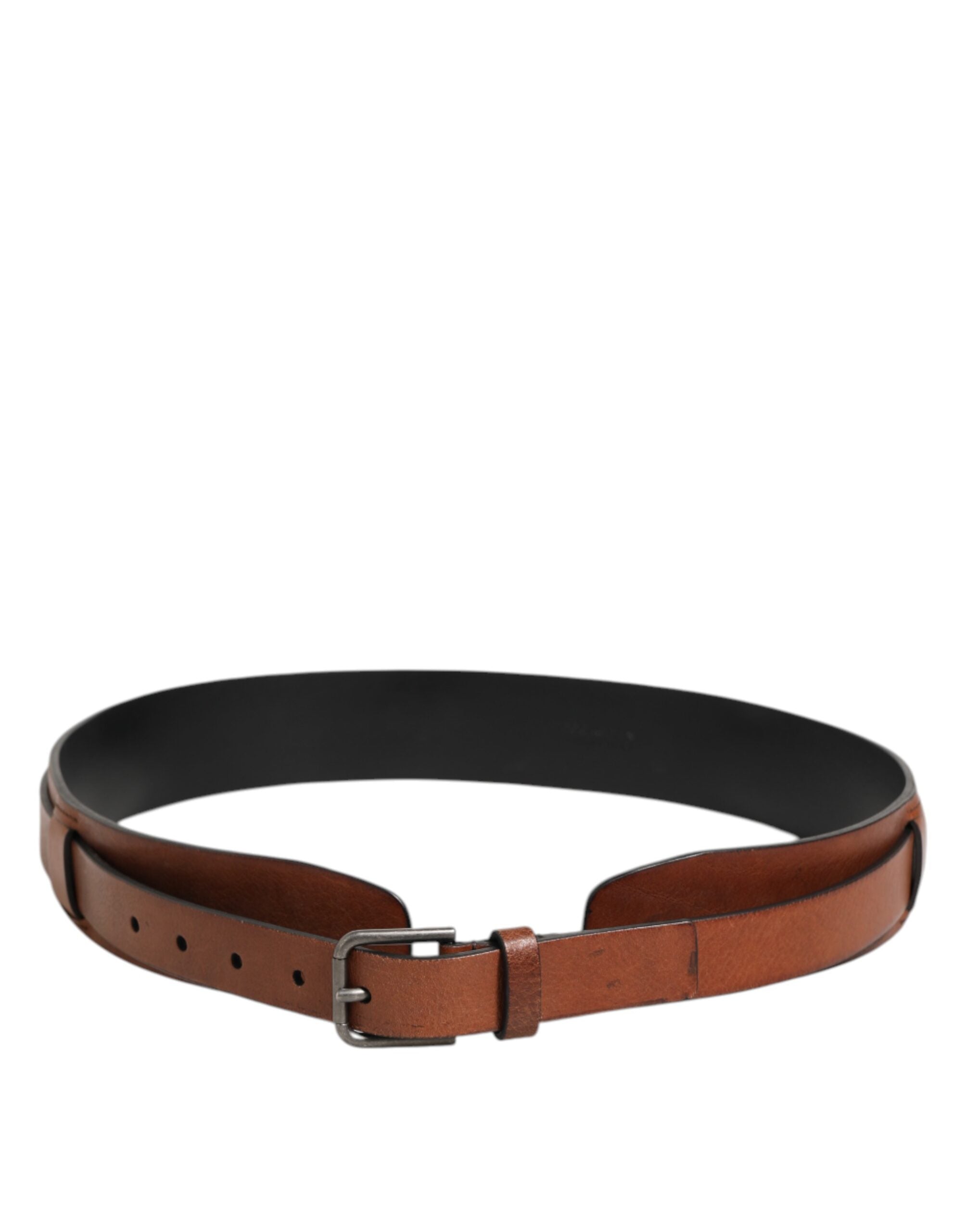 Dolce & Gabbana Brown Classic Gold Metal Logo Buckle Men  Men's Belt