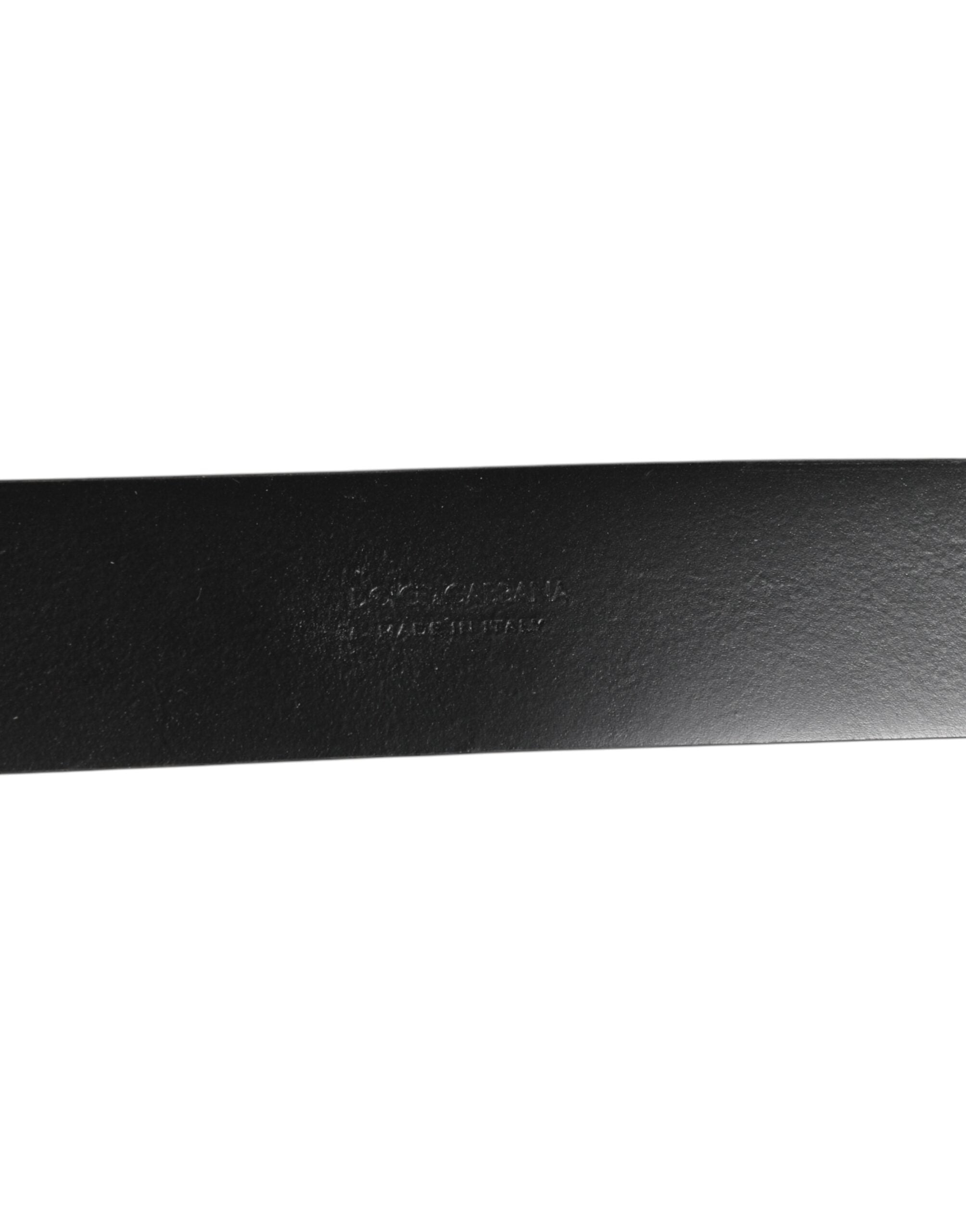 Dolce & Gabbana Black Leather Side Rings Brass Buckle Men's Belt