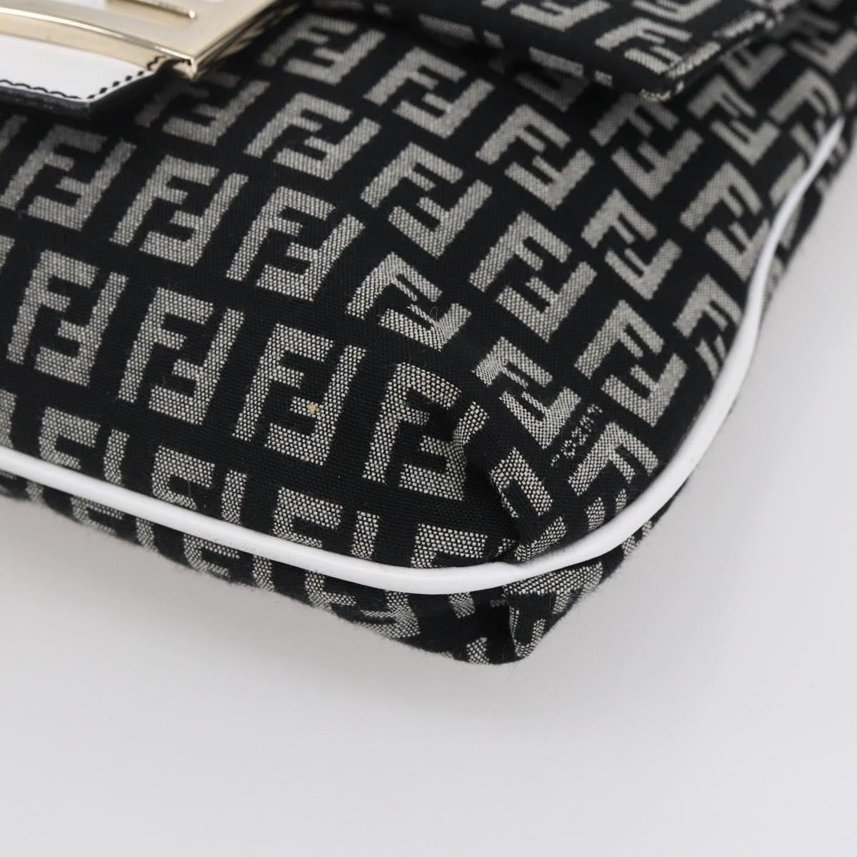 Fendi Vintage Flap Zucchino Canvas Black Canvas Shoulder Bag Bag (Pre-Owned)