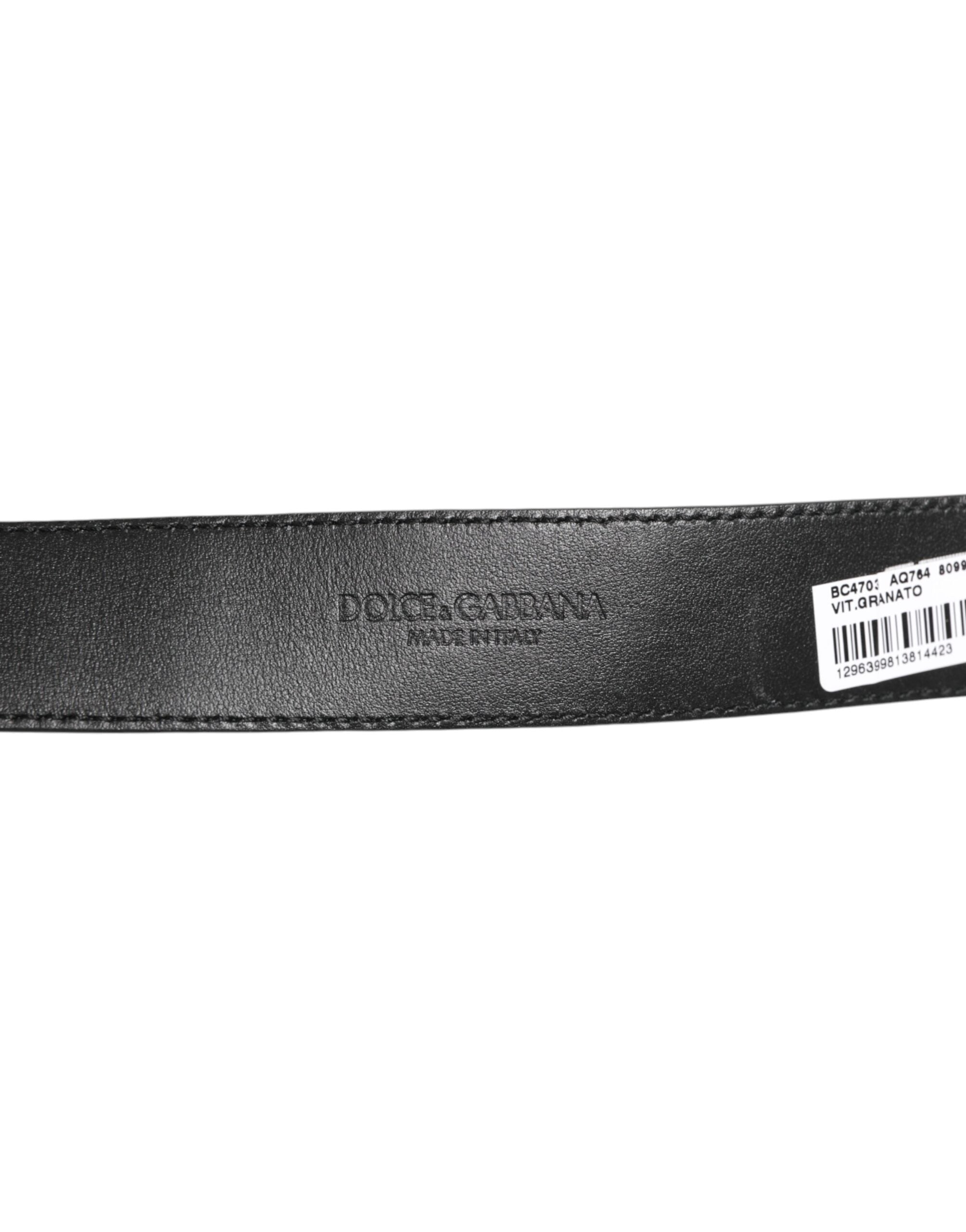 Dolce & Gabbana Black Leather Classic Metal Logo Buckle Men's Belt