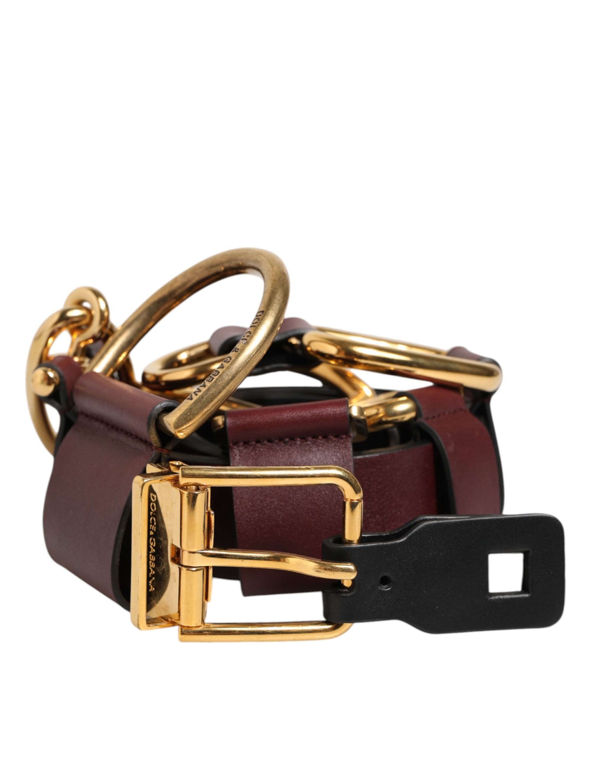 Dolce & Gabbana Brown Key Ring Clip Attachments Buckle Men's Belt