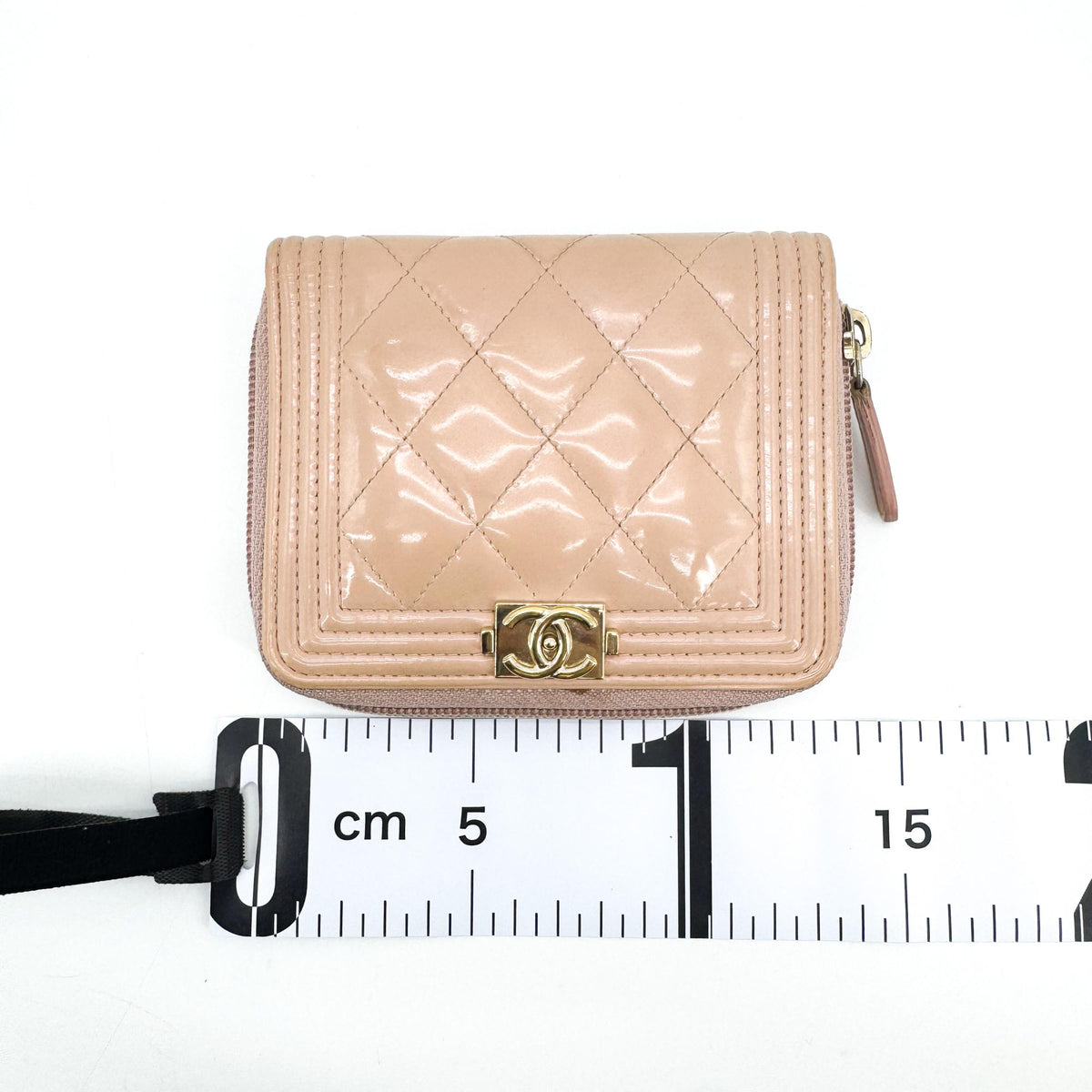 Chanel Boy Zip Around Quilted Patent Pink Patent_Leather Wallets Accessory (Pre-Owned)