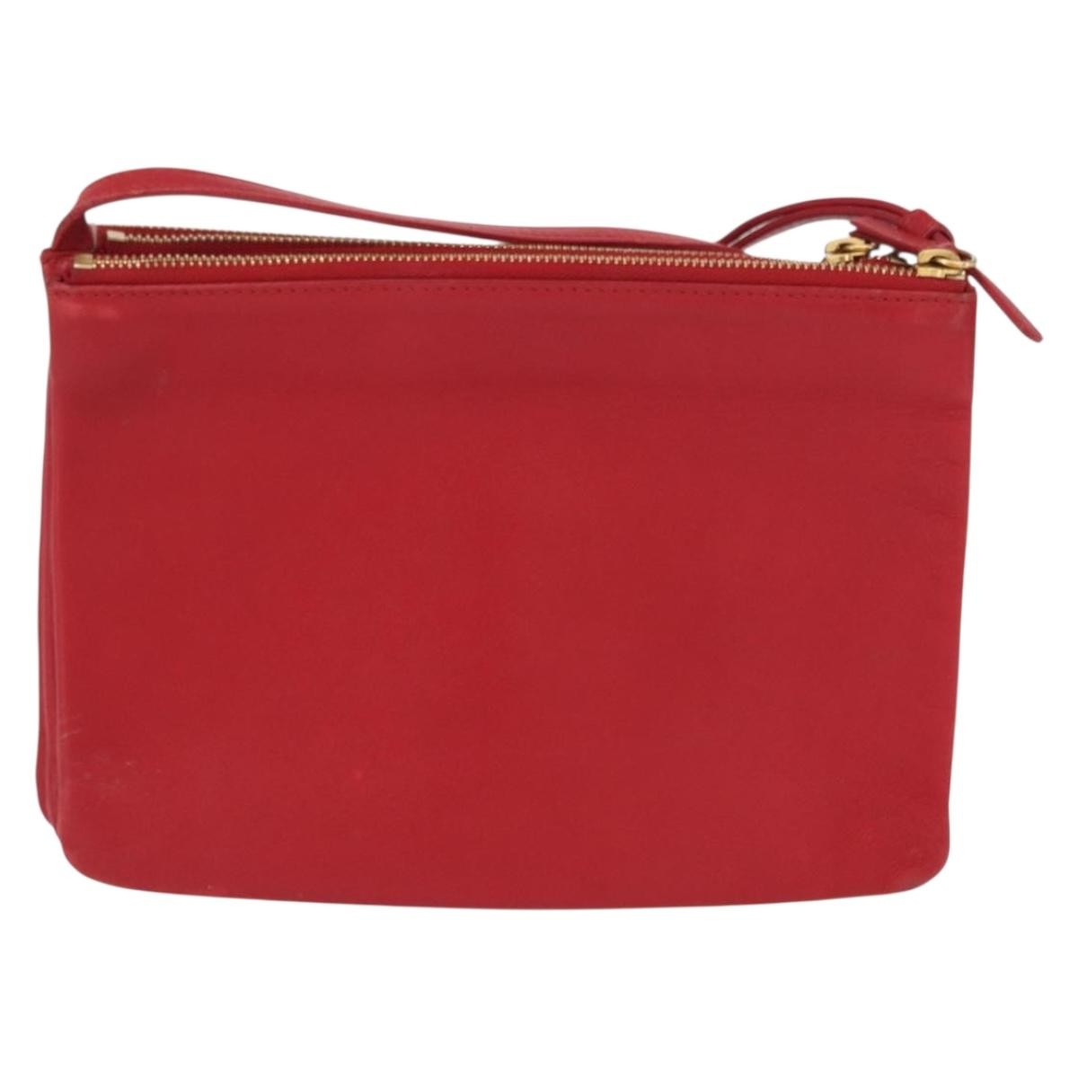 Celine Trio Leather Red Leather Shoulder Bag Bag (Pre-Owned)