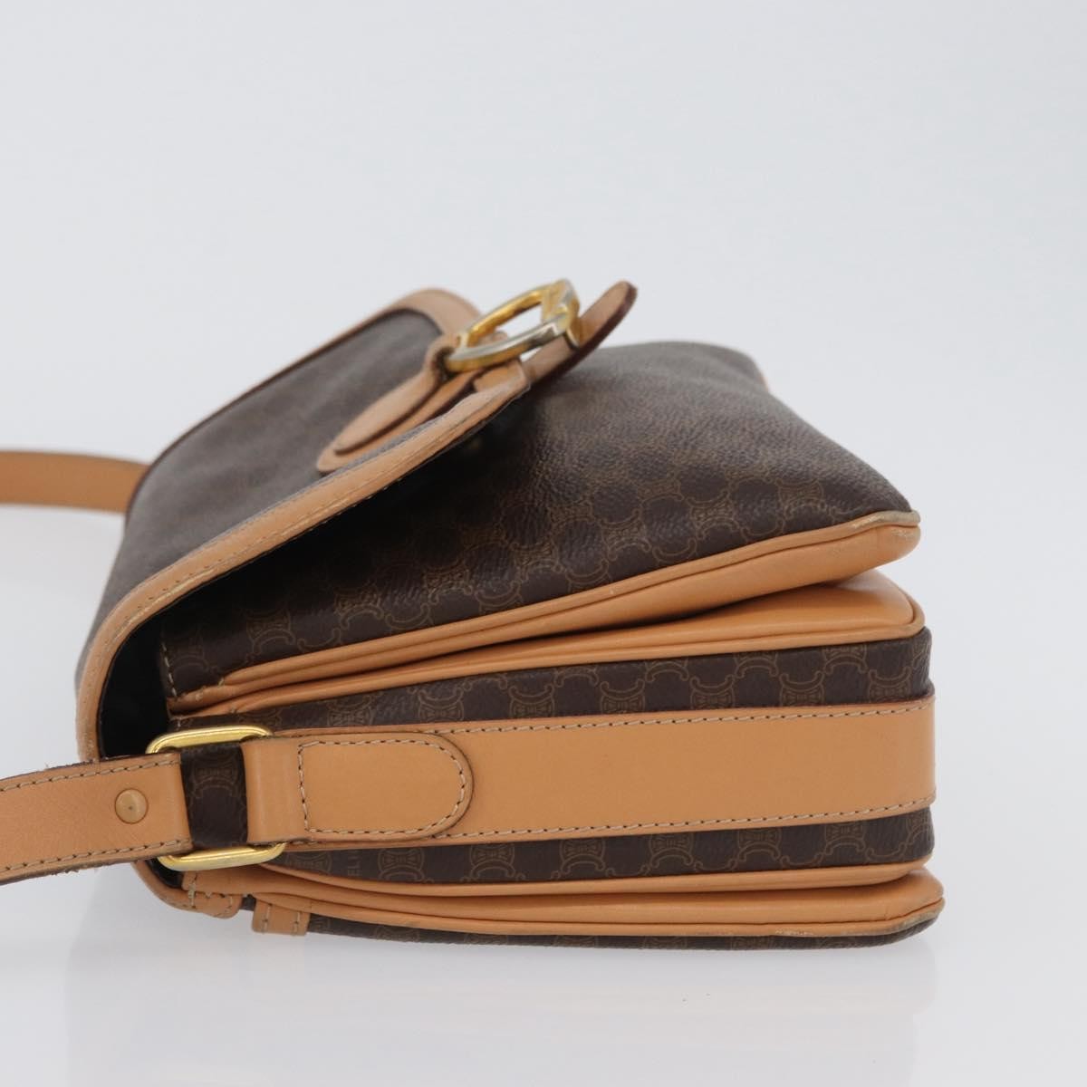 Celine Vintage Macadam Canvas And Leather Brown Canvas Shoulder Bag Bag (Pre-Owned)