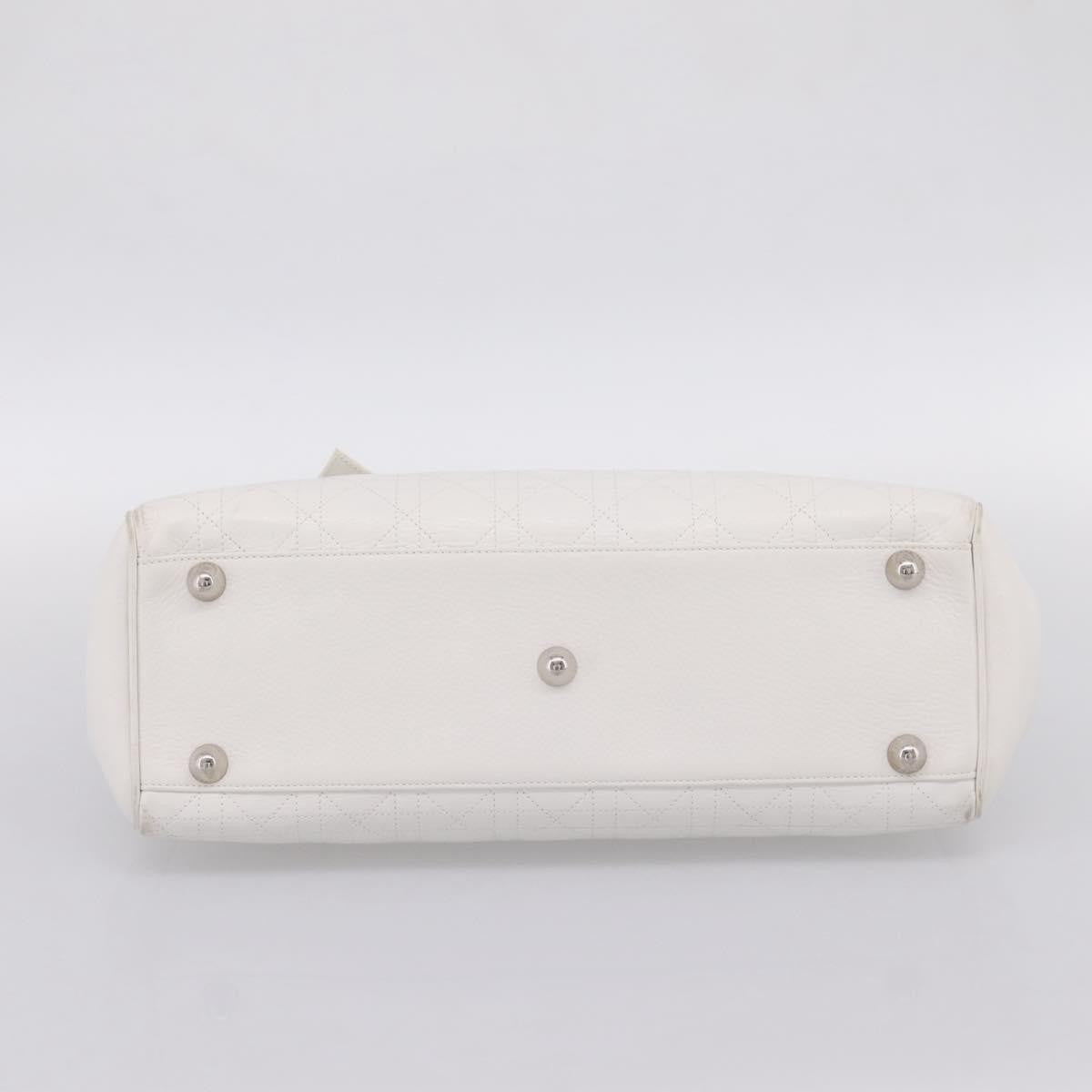 Christian Dior D Buckle Tote Cannage Stitch Leather White Leather Tote Bag Bag (Pre-Owned)